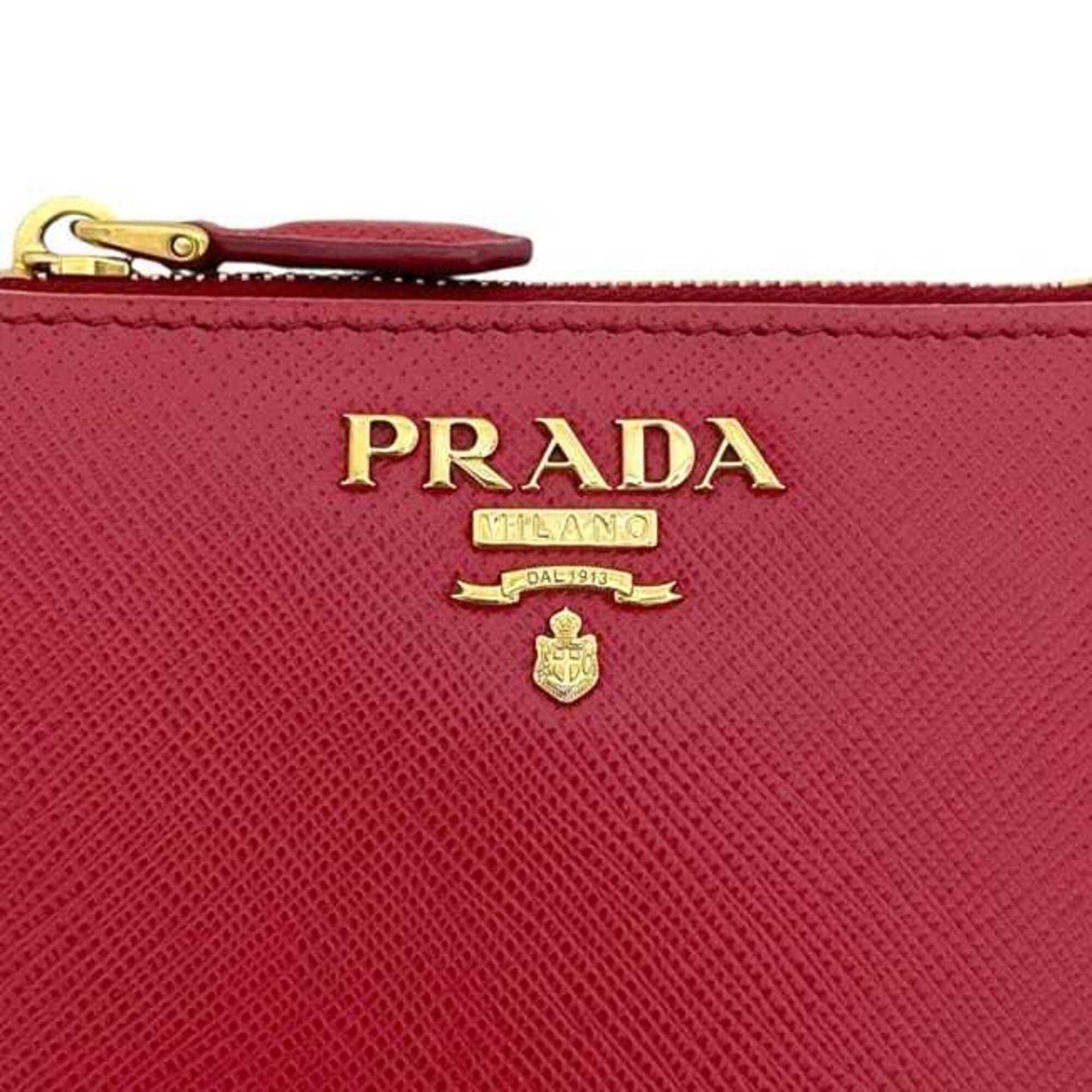 Prada Saffiano Red Color Saffiano Wallet (Bi-Fold) (Pre-Owned)