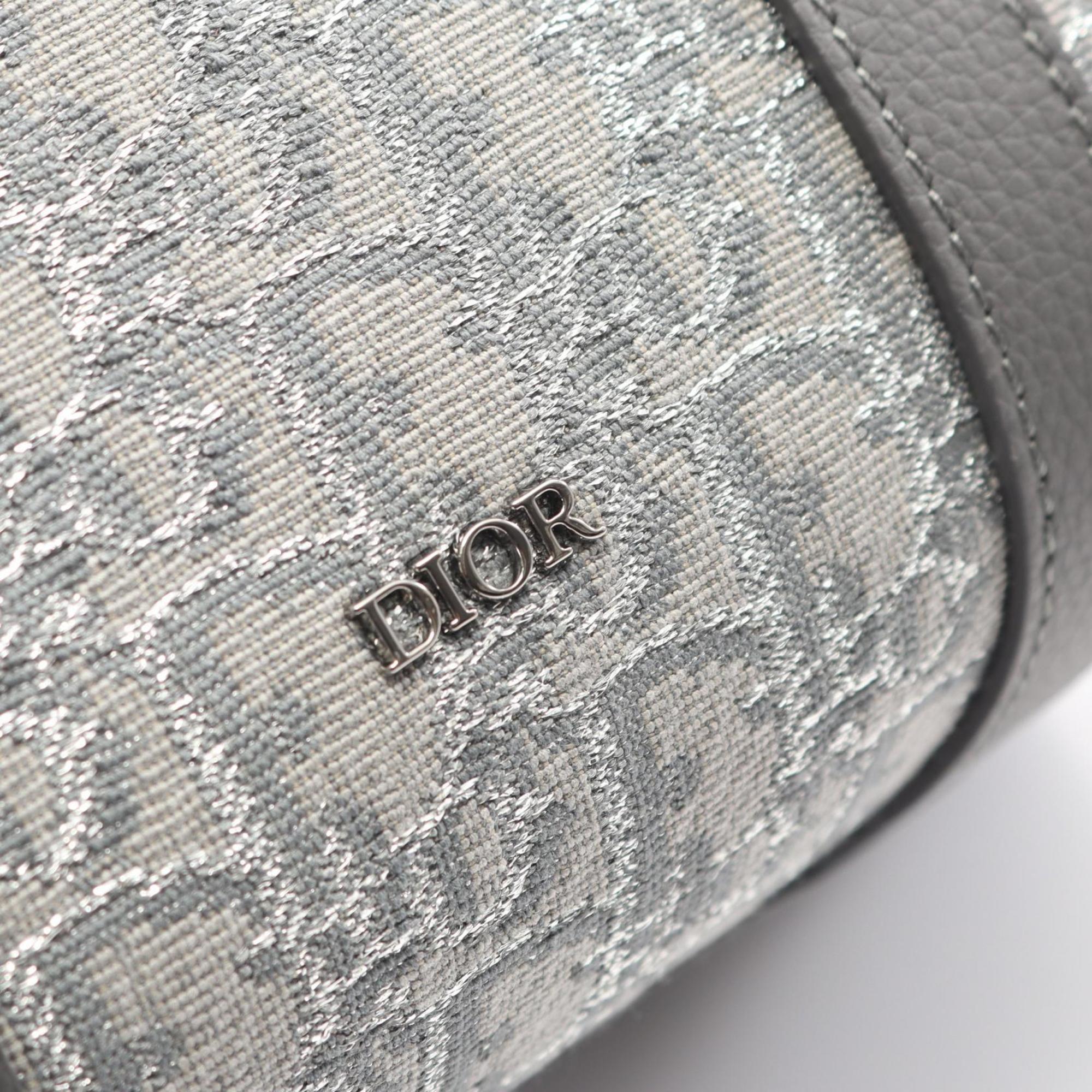 Christian Dior Gray Canvas Leather Handbag (Pre-Owned)