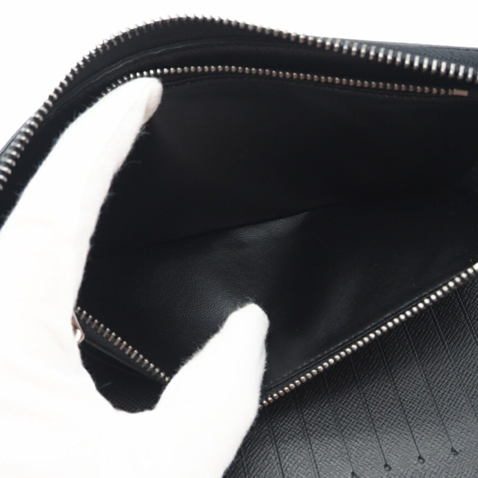 Louis Vuitton Black Gray Coated Canvas Long Wallet (Bi-Fold) (Pre-Owned)