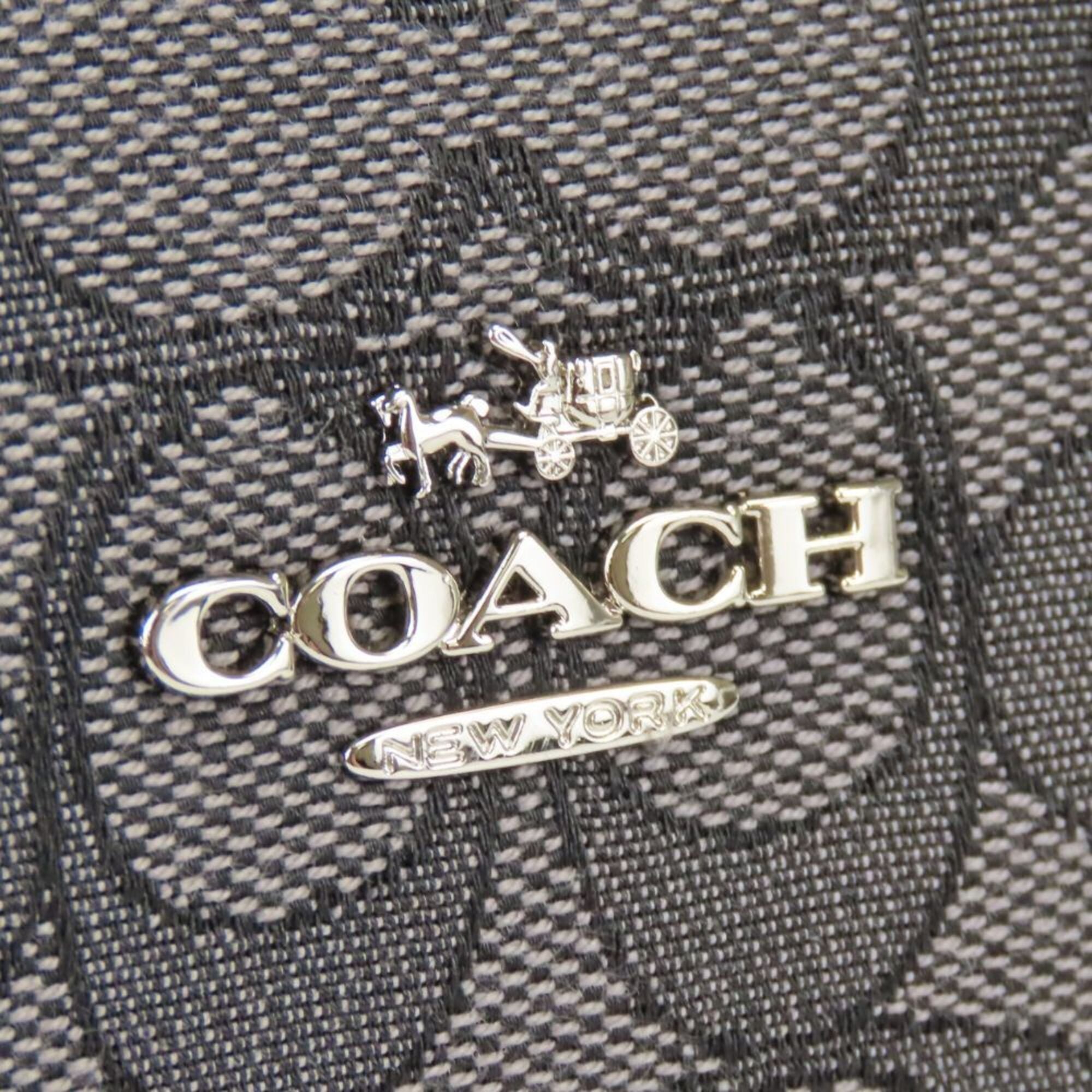 Coach Black Gray Canvas Leather Shoulder Bag (Pre-Owned)