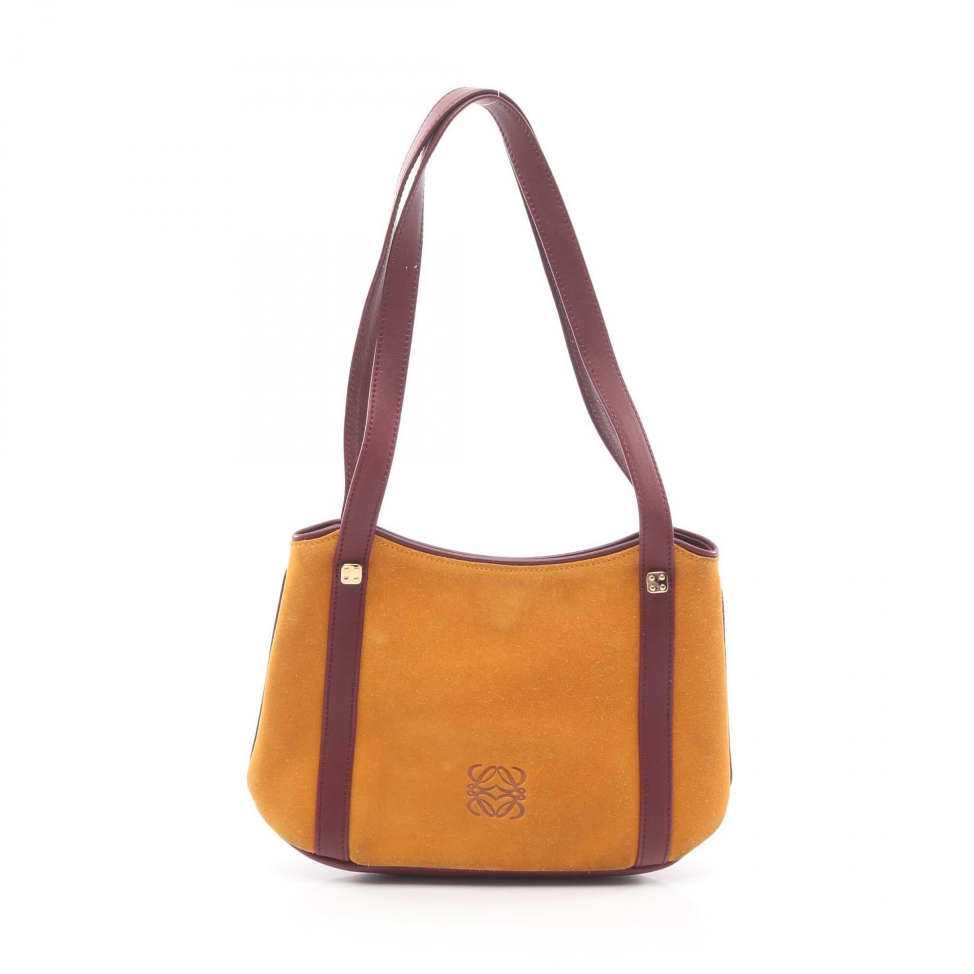 Loewe Bordeaux Yellow Suede Leather Handbag Tote Bag (Pre-Owned)