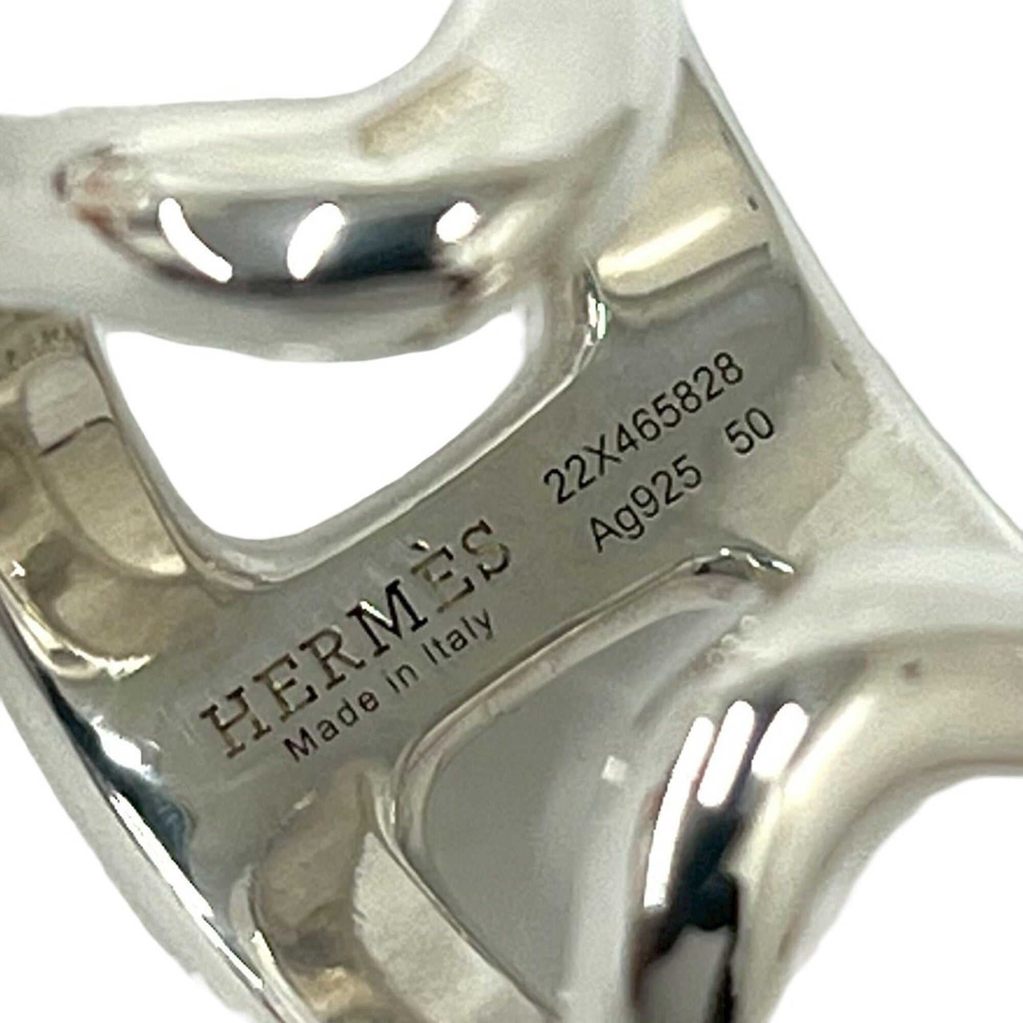 Hermes Silver Silver 925 Band Ring (Pre-Owned)