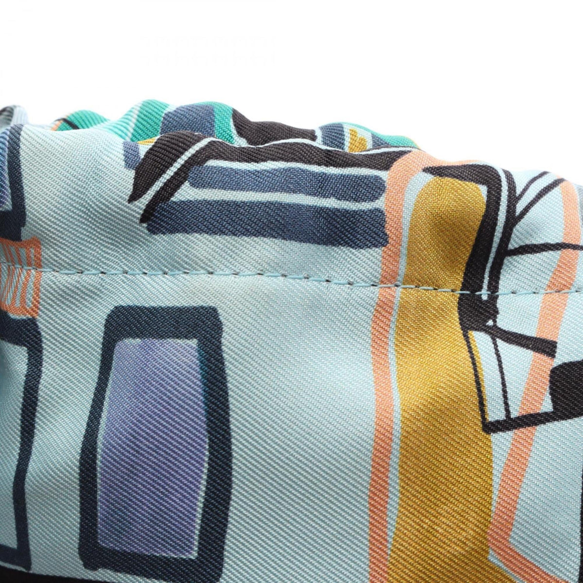Hermes Blue Multi-Color Silk Epsom Leather Handbag Pouch (Pre-Owned)