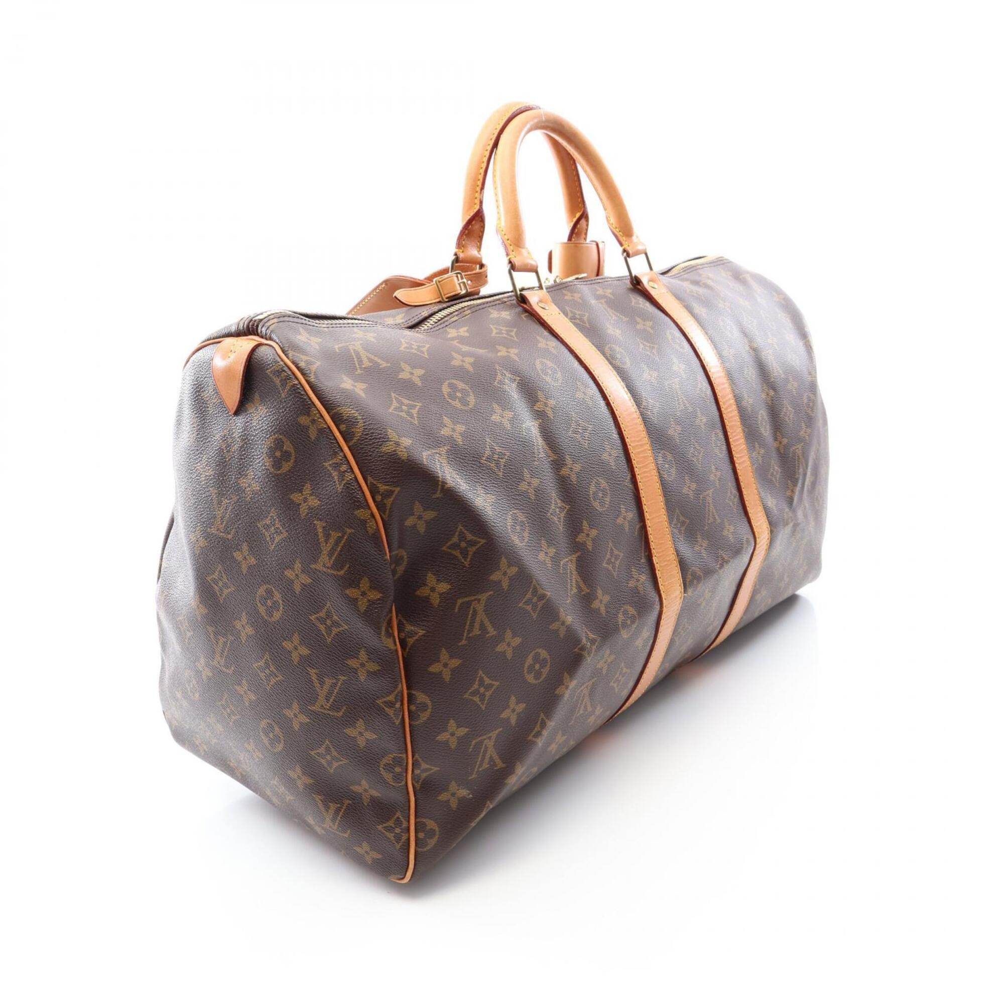 Louis Vuitton Brown Monogram Coated Canvas Leather Boston Bag Handbag (Pre-Owned)