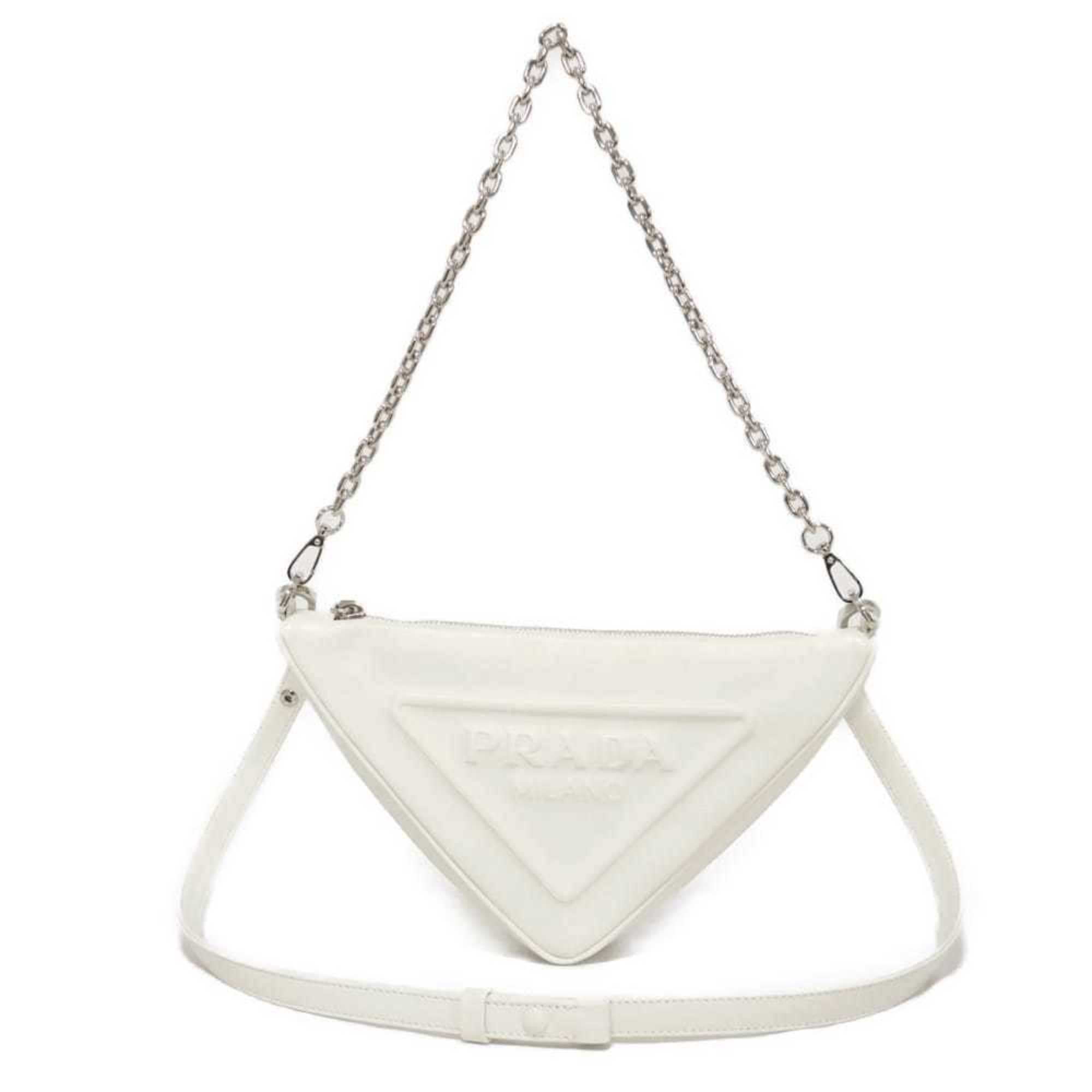 Prada Bianco White Leather Shoulder Bag (Pre-Owned)