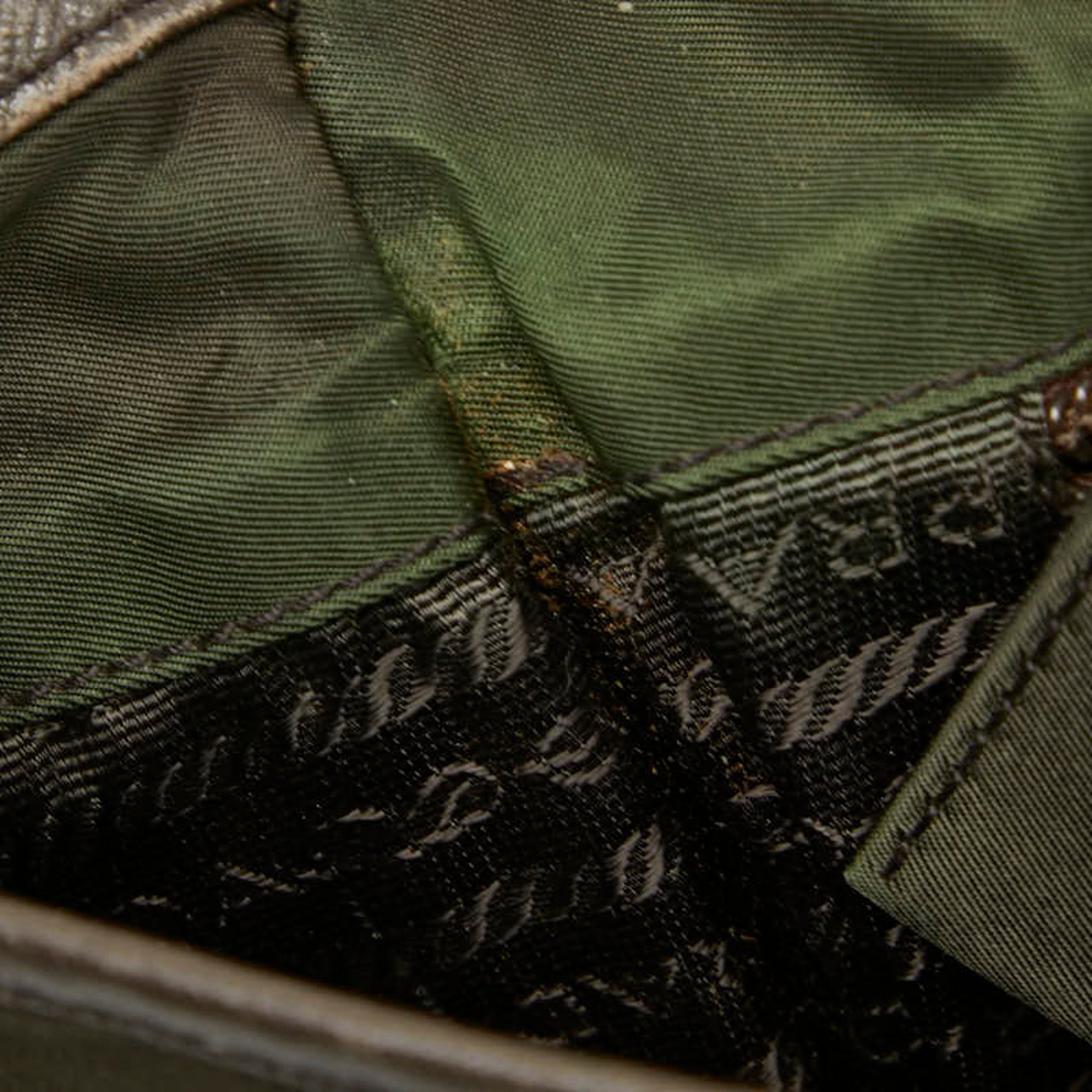 Prada Brown Green Khaki Nylon Leather Messenger Bag Shoulder Bag (Pre-Owned)