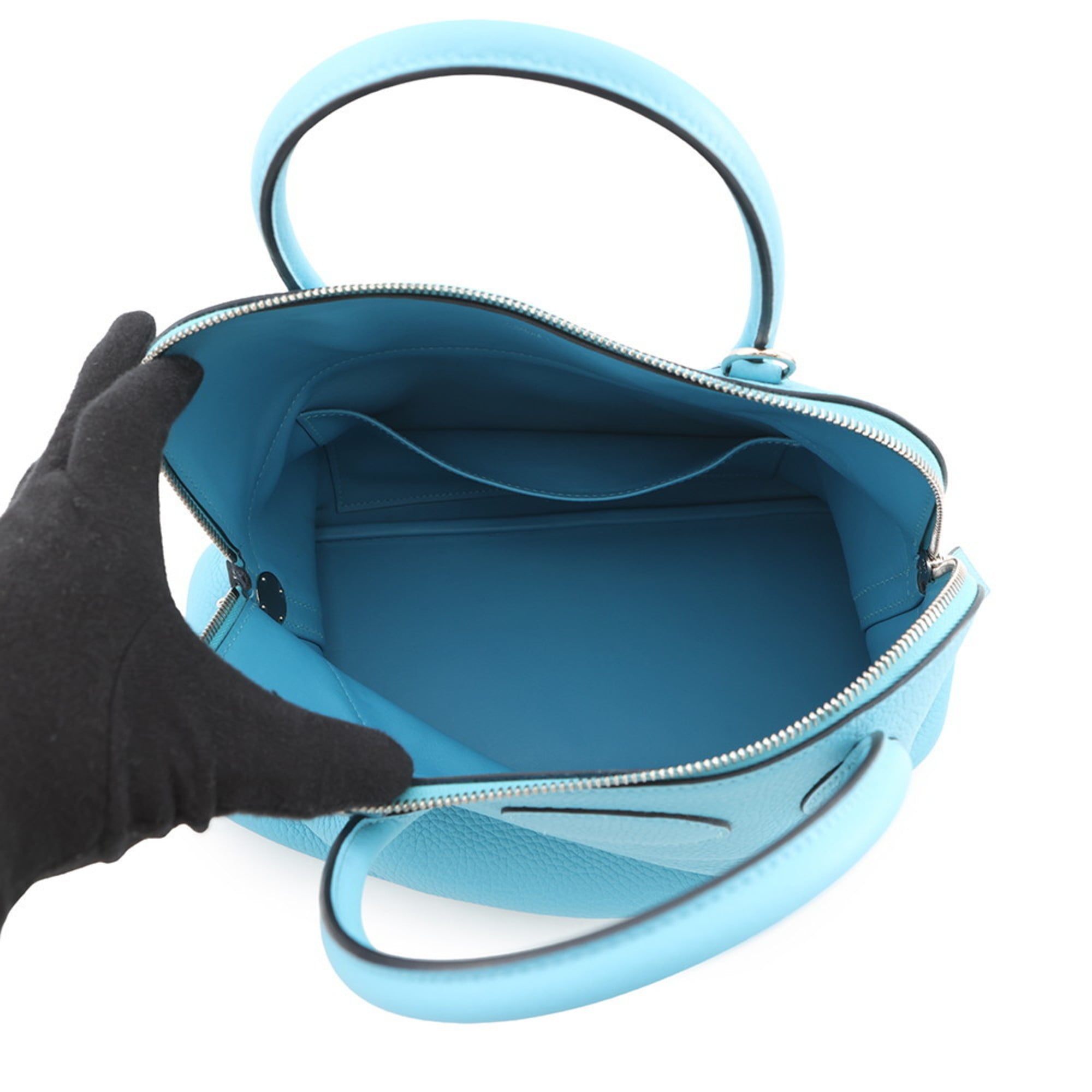 Hermes Blue Taurillon Clemence Leather Handbag (Pre-Owned)