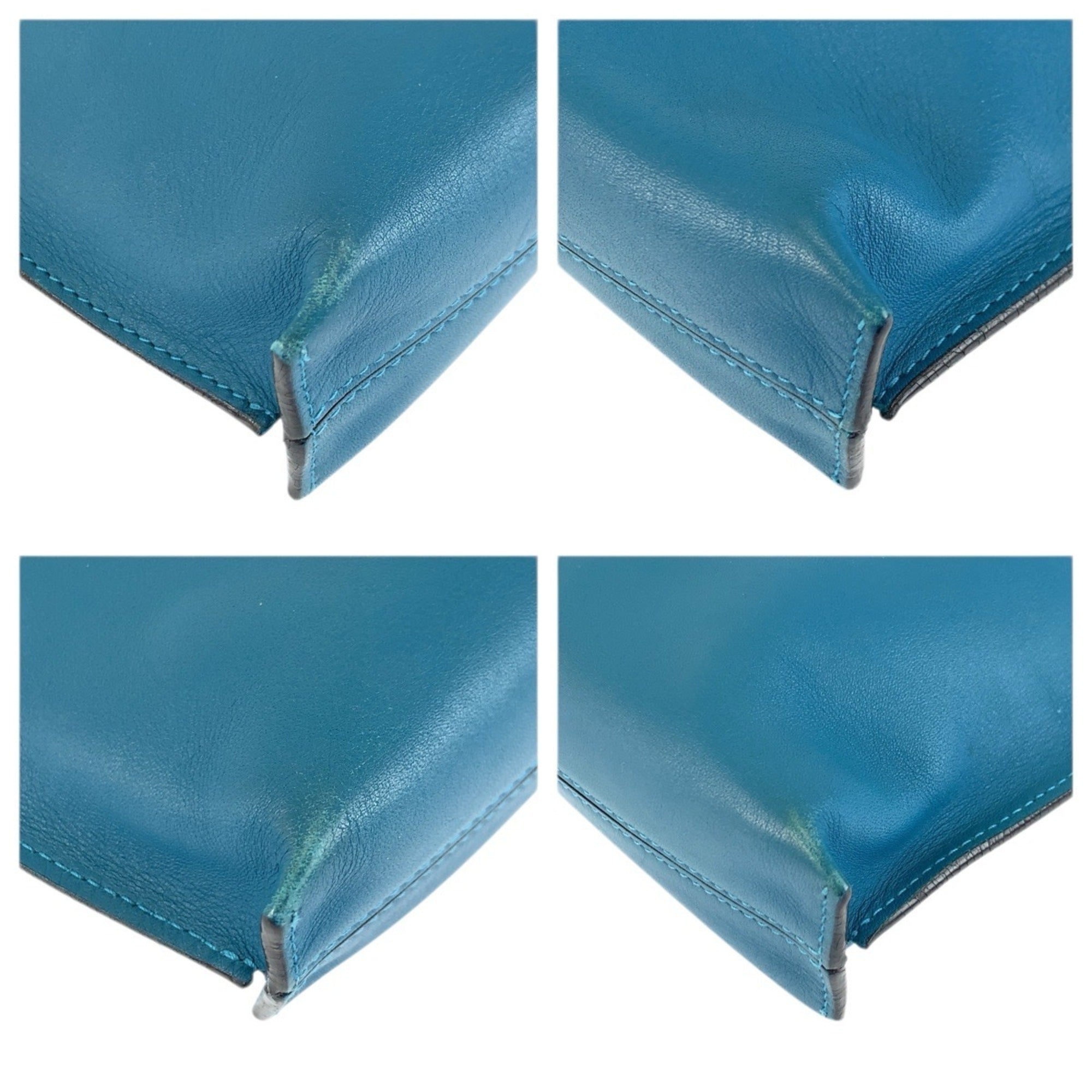 Loewe Turquoise Leather Clutch Bag (Pre-Owned)