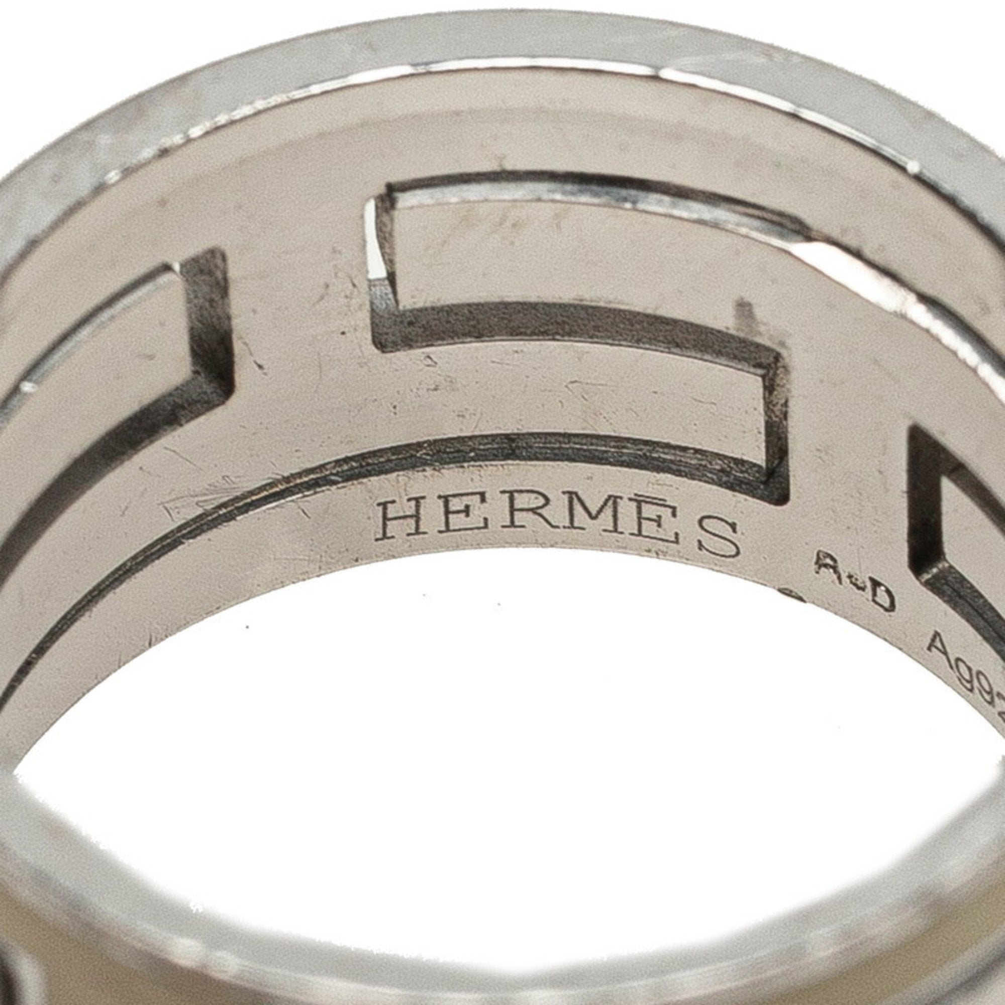Hermes Silver Silver 925 Band Ring (Pre-Owned)