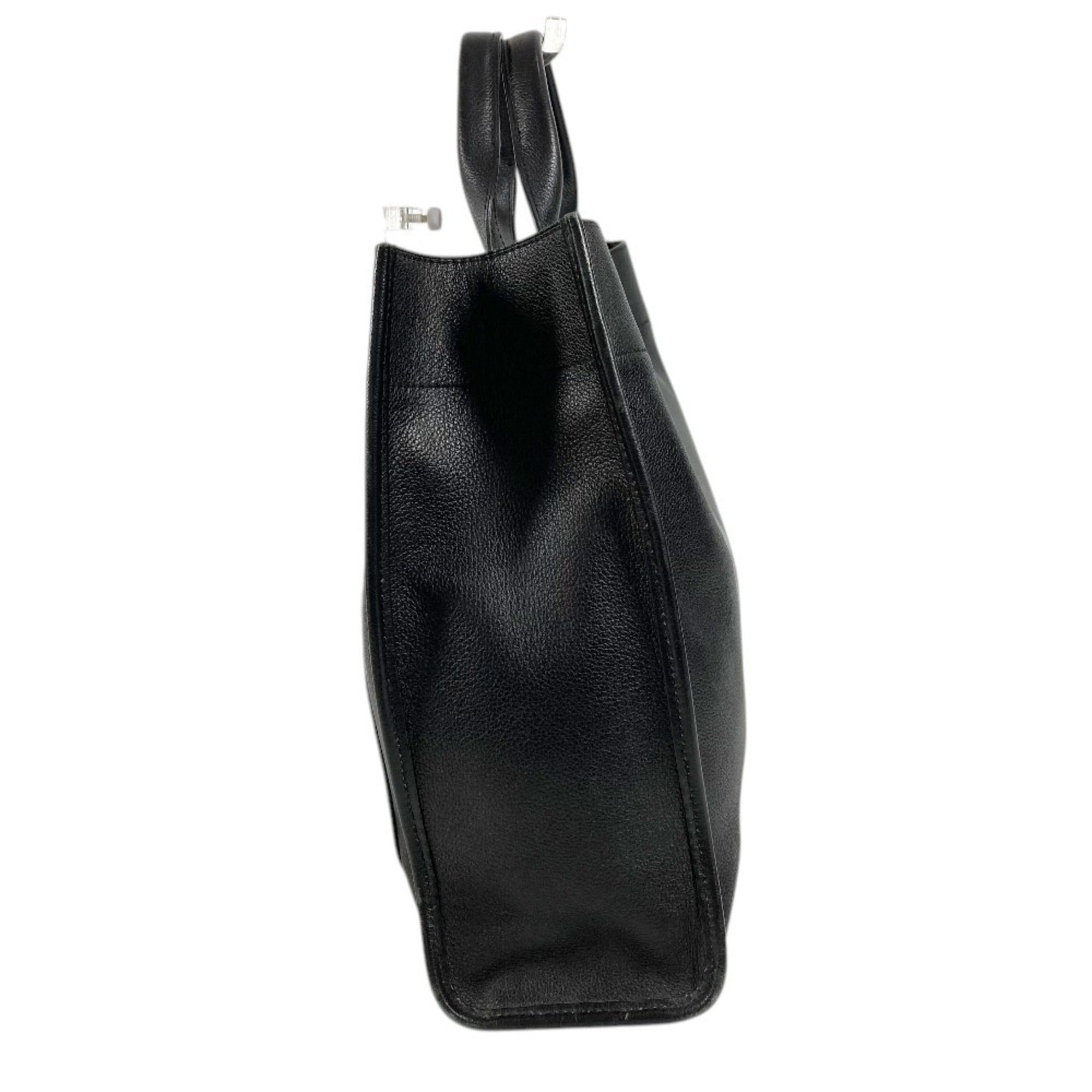 Hermes Black Leather Handbag Tote Bag (Pre-Owned)