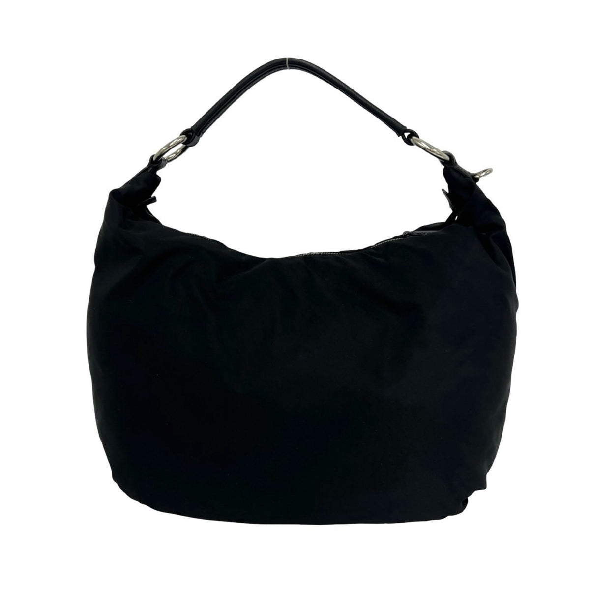 Prada Black Nylon Leather Handbag Shoulder Bag (Pre-Owned)