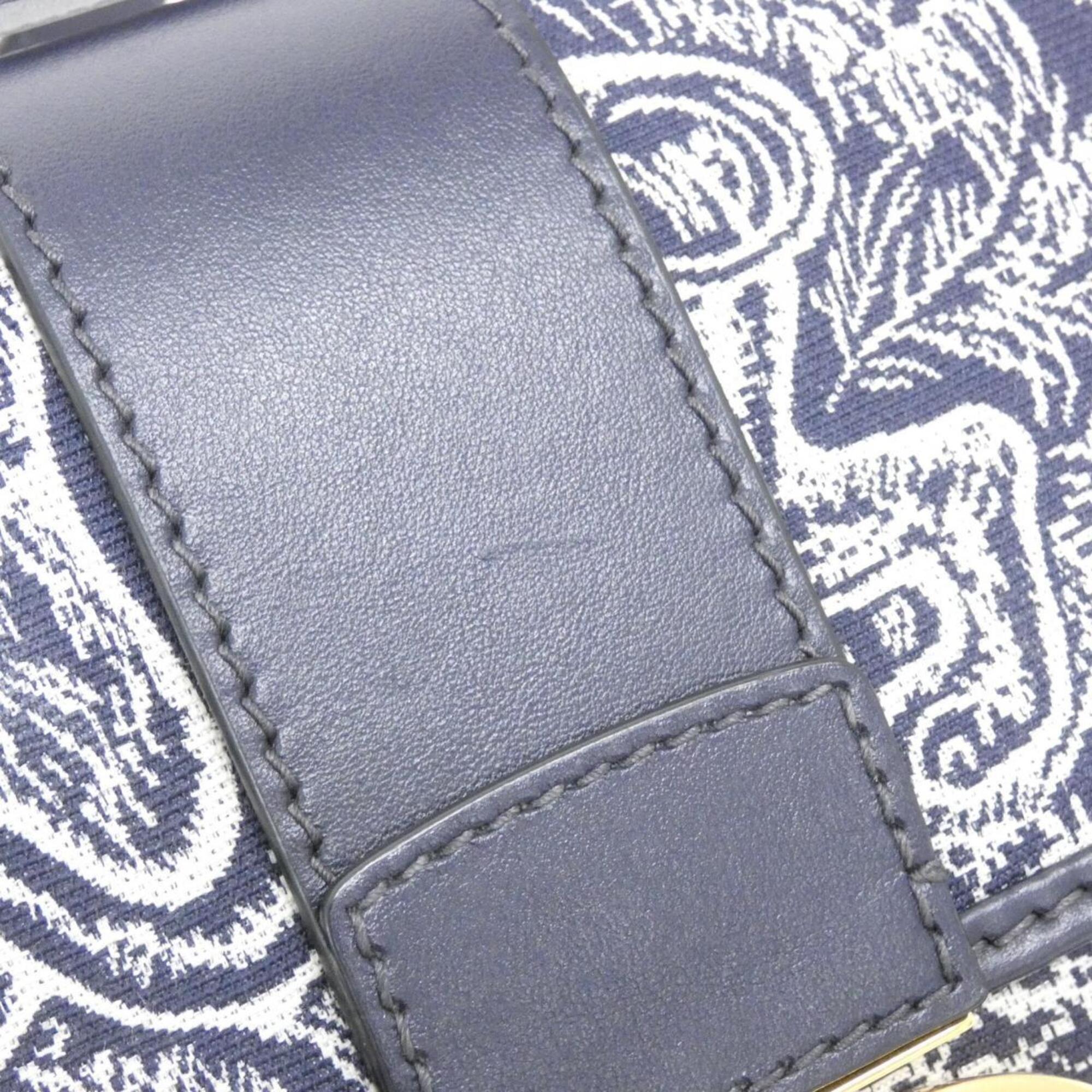 Christian Dior Blue Canvas Leather Shoulder Bag (Pre-Owned)