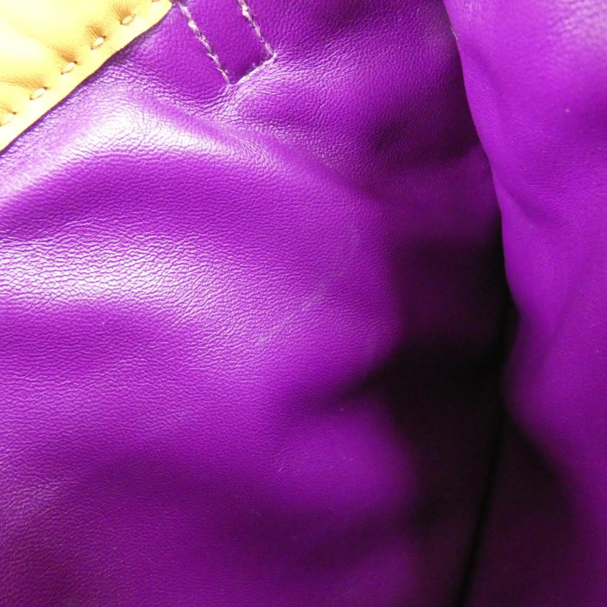 Hermes Beige Violet Agneau Milo Swift Leather Handbag Pouch (Pre-Owned)