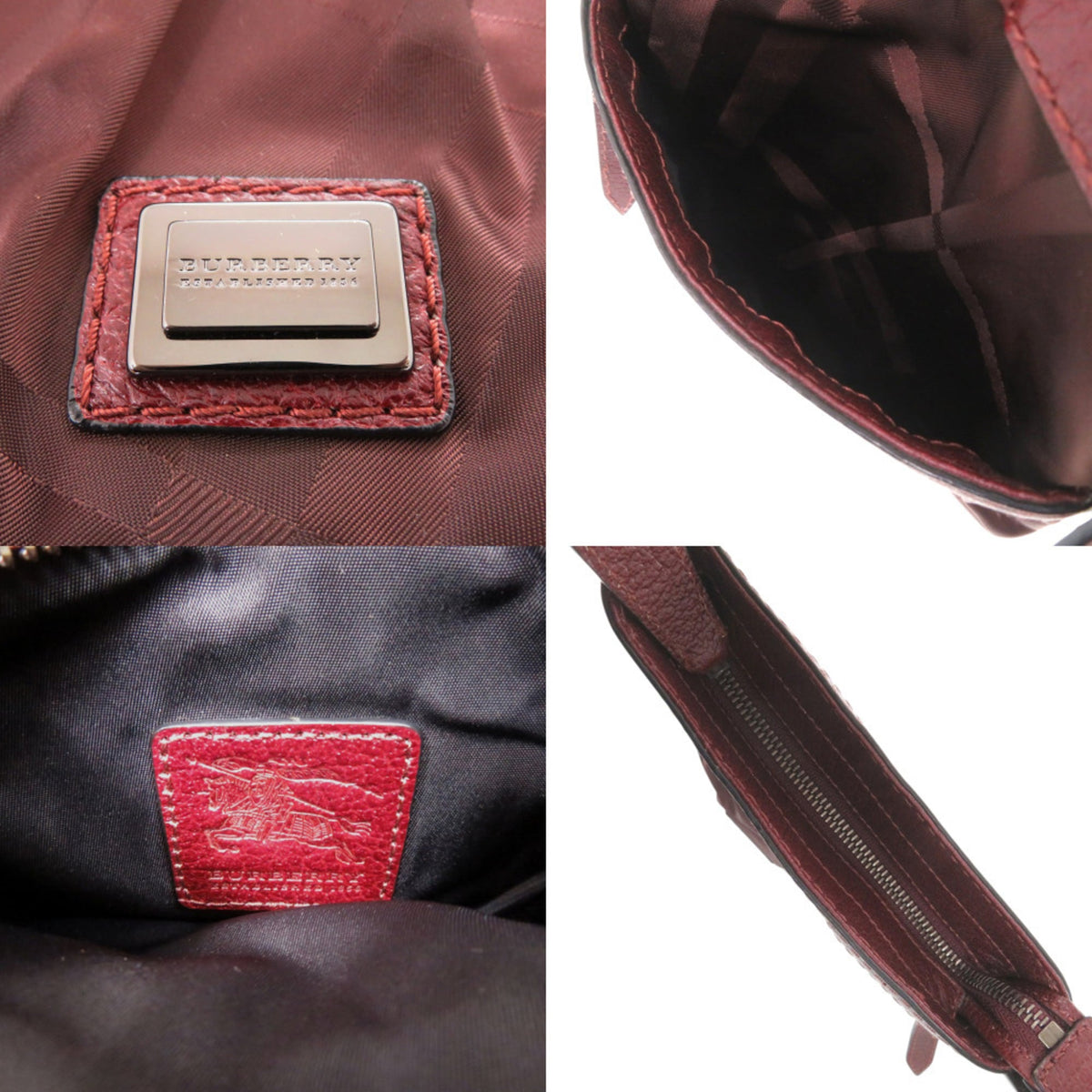 Burberry Bordeaux Nylon Leather Shoulder Bag (Pre-Owned)