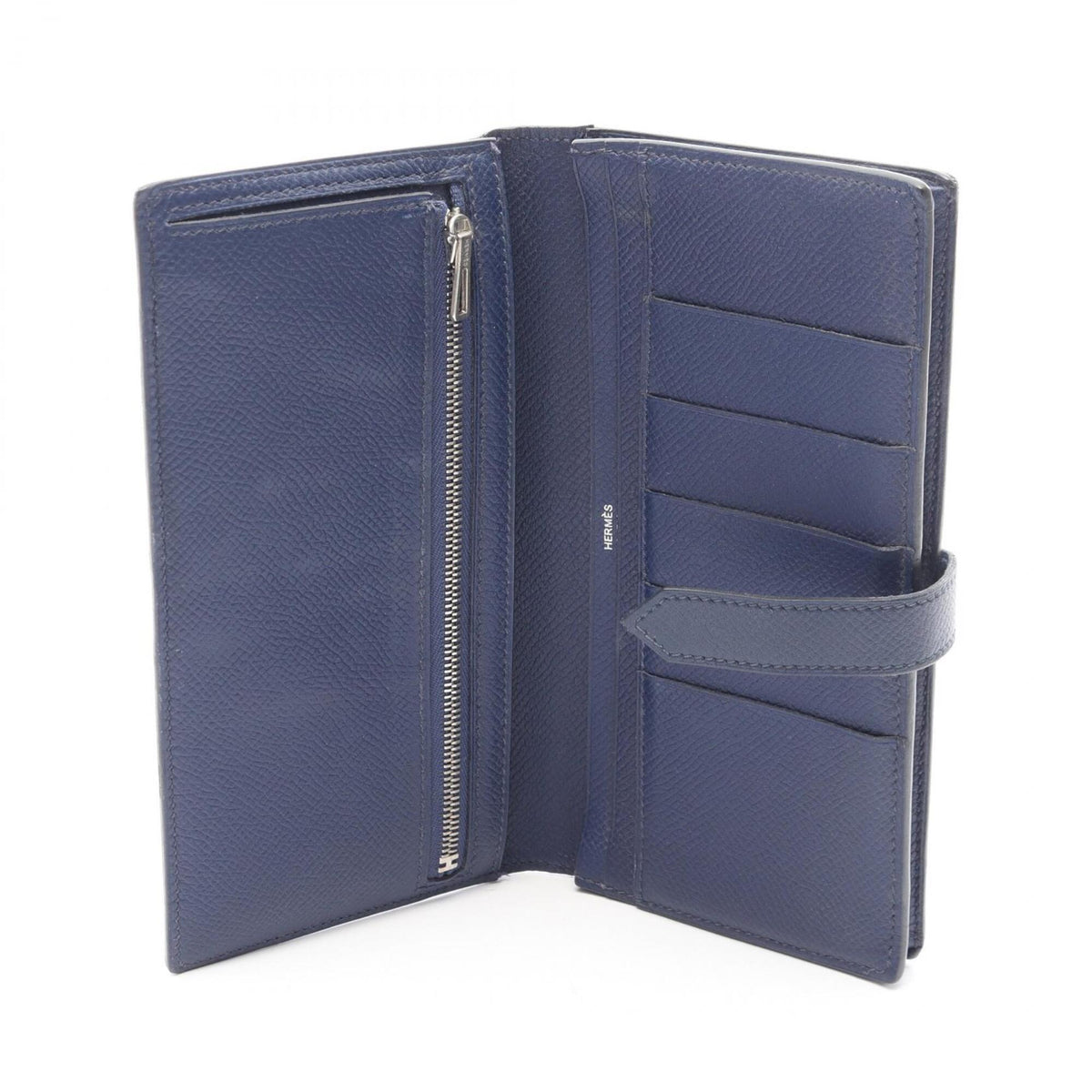 Hermes Bleu Saphir Blue Blue Paradise Navy Epsom Leather Long Wallet (Bi-Fold) (Pre-Owned)