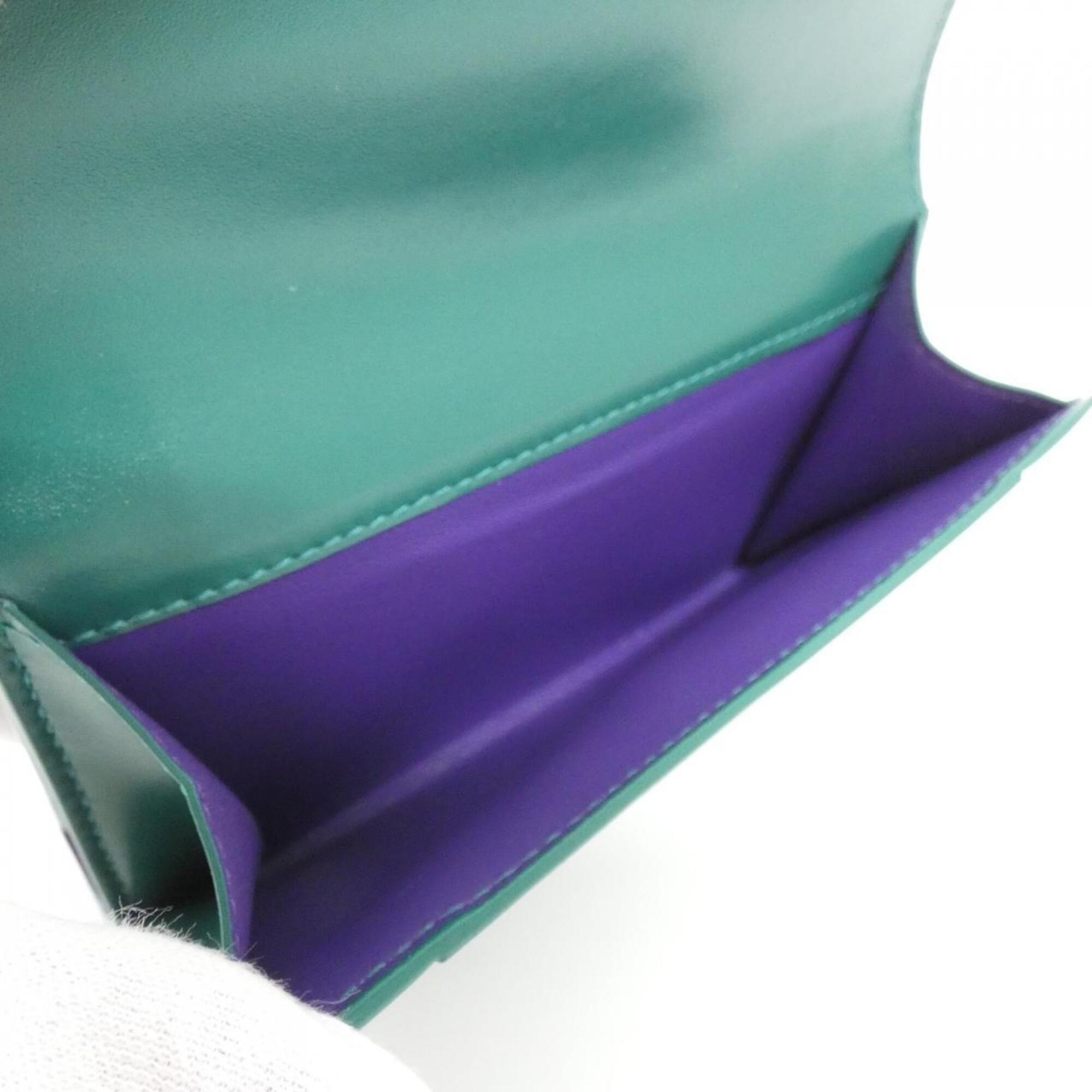 Bvlgari Emerald Green Leather Wallet (Bi-Fold) (Pre-Owned)