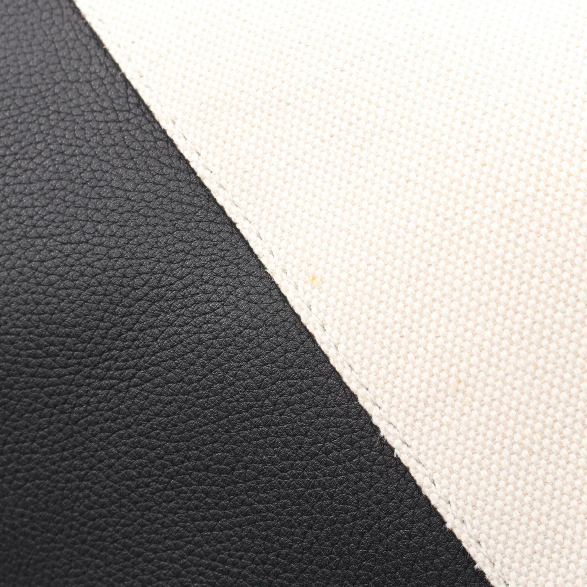 Bottega Veneta Black Ivory Canvas Leather Handbag Tote Bag (Pre-Owned)