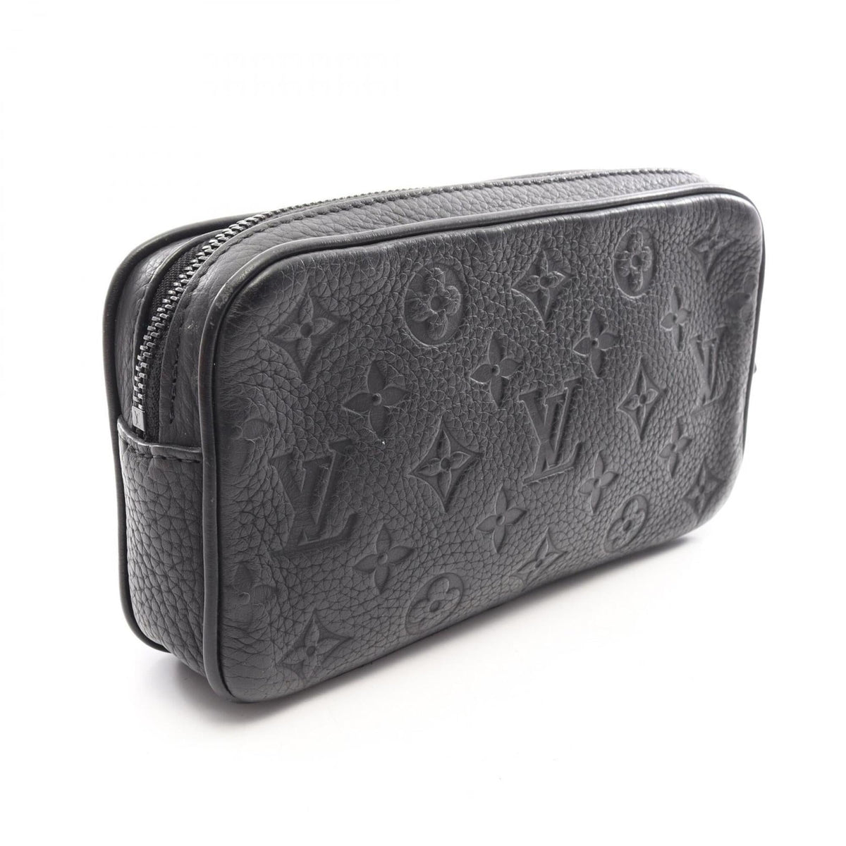 Louis Vuitton Black Noir Monogram Leather Clutch Bag Handbag (Pre-Owned)