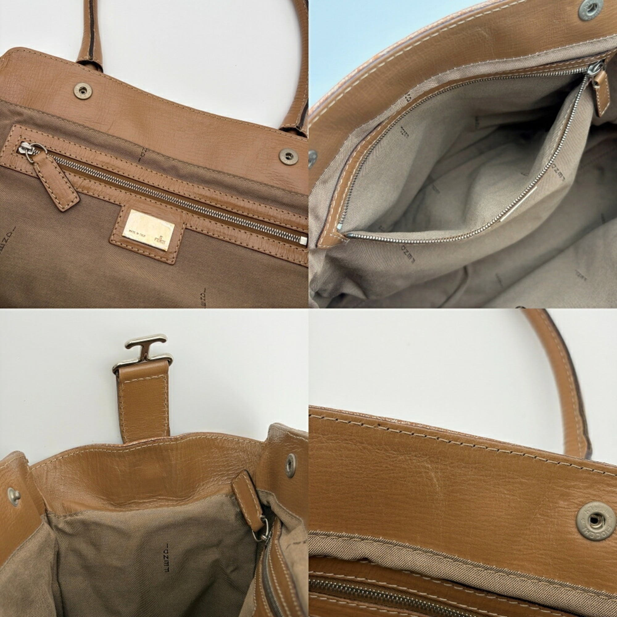 Fendi Etnico Bronze Brown Metallic Leather Handbag Tote Bag (Pre-Owned)