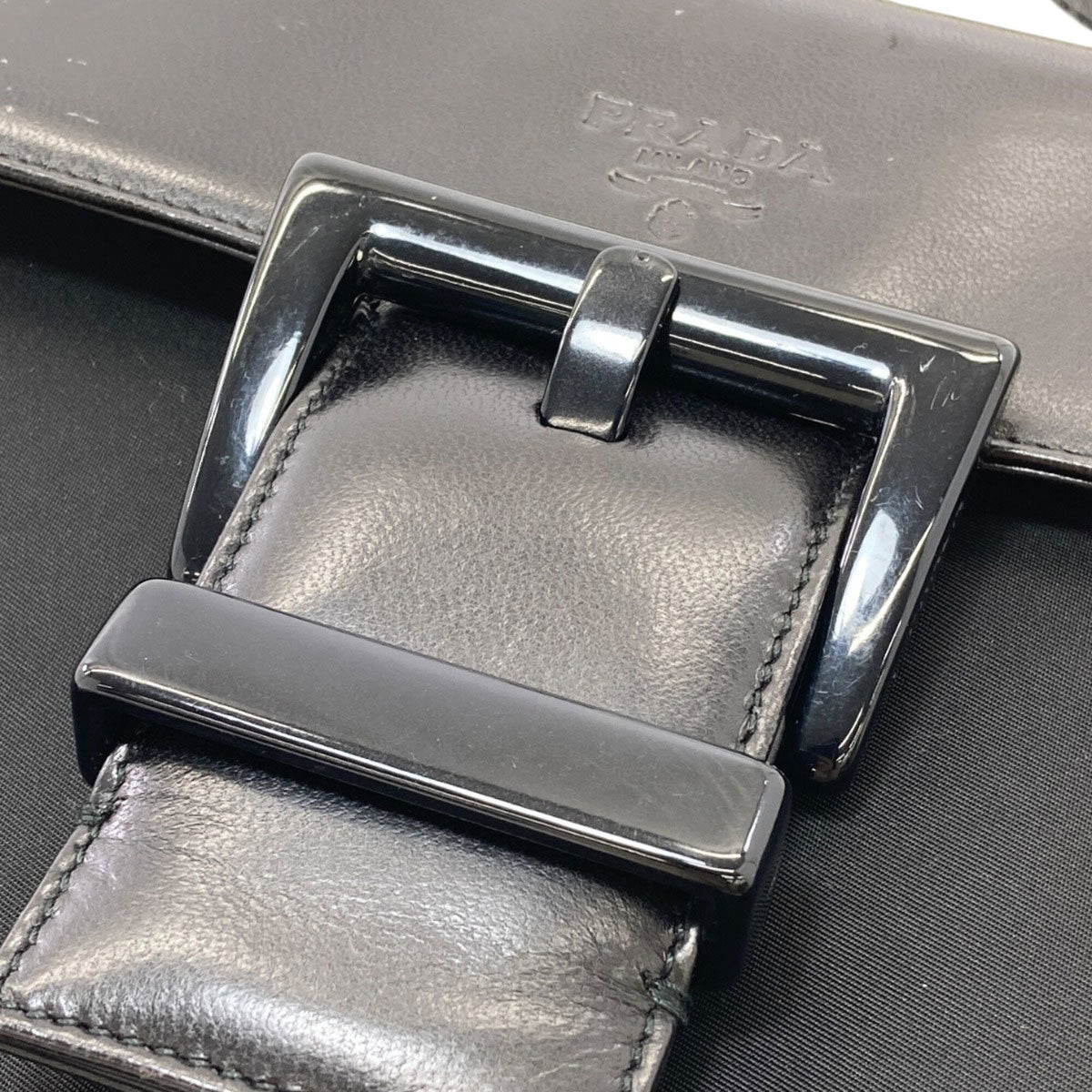 Prada Black Nylon Leather Handbag (Pre-Owned)