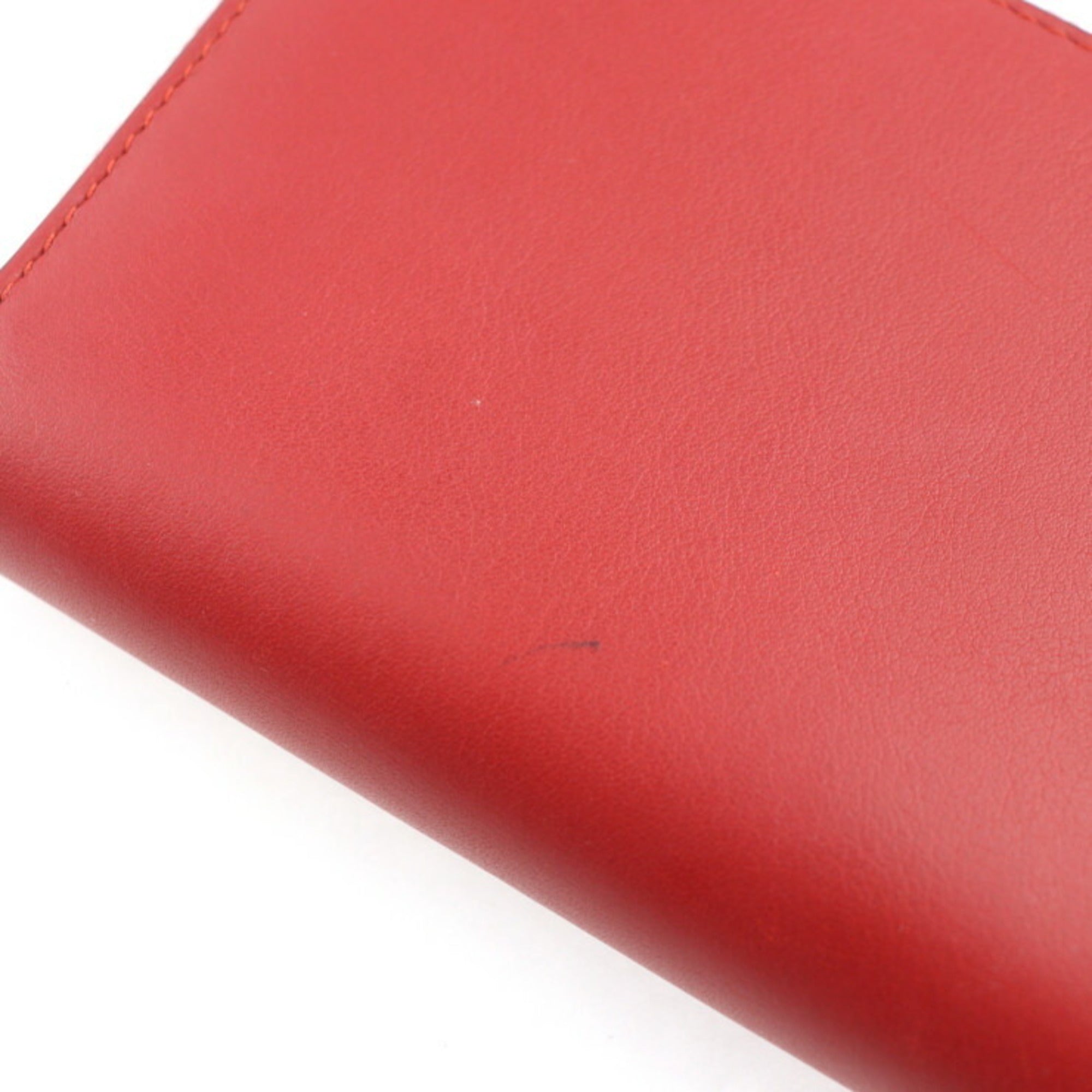 Gucci Red Color Leather Long Wallet (Bi-Fold) (Pre-Owned)