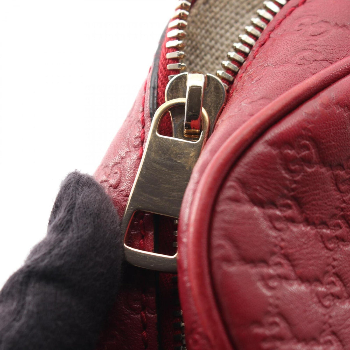 Gucci Red Color Leather Handbag Shoulder Bag (Pre-Owned)