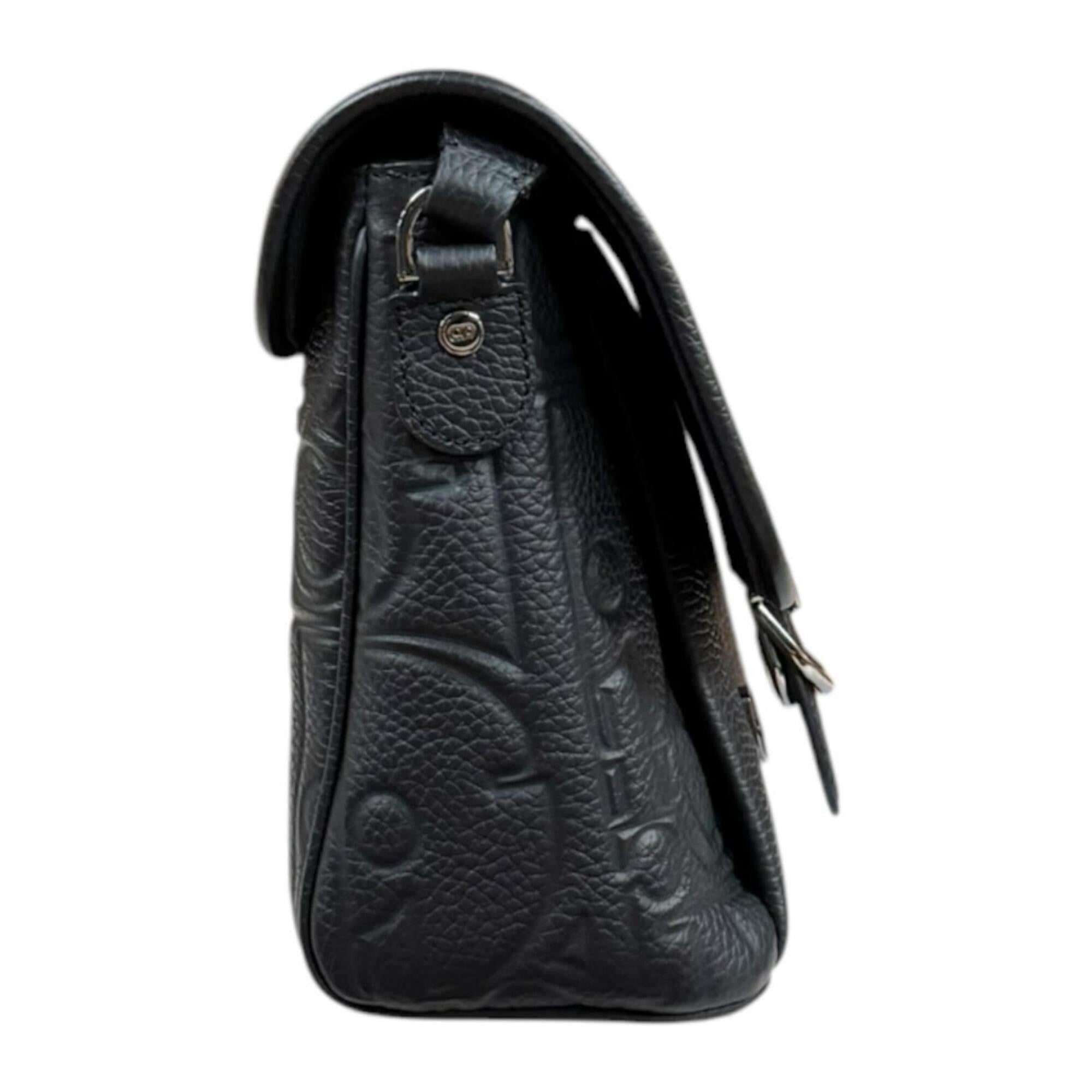 Christian Dior Black Leather Messenger Bag Shoulder Bag (Pre-Owned)