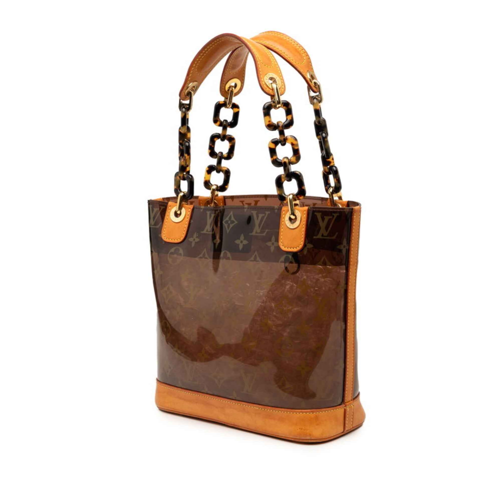 Louis Vuitton Beige Brown Vinyl Leather Handbag (Pre-Owned)