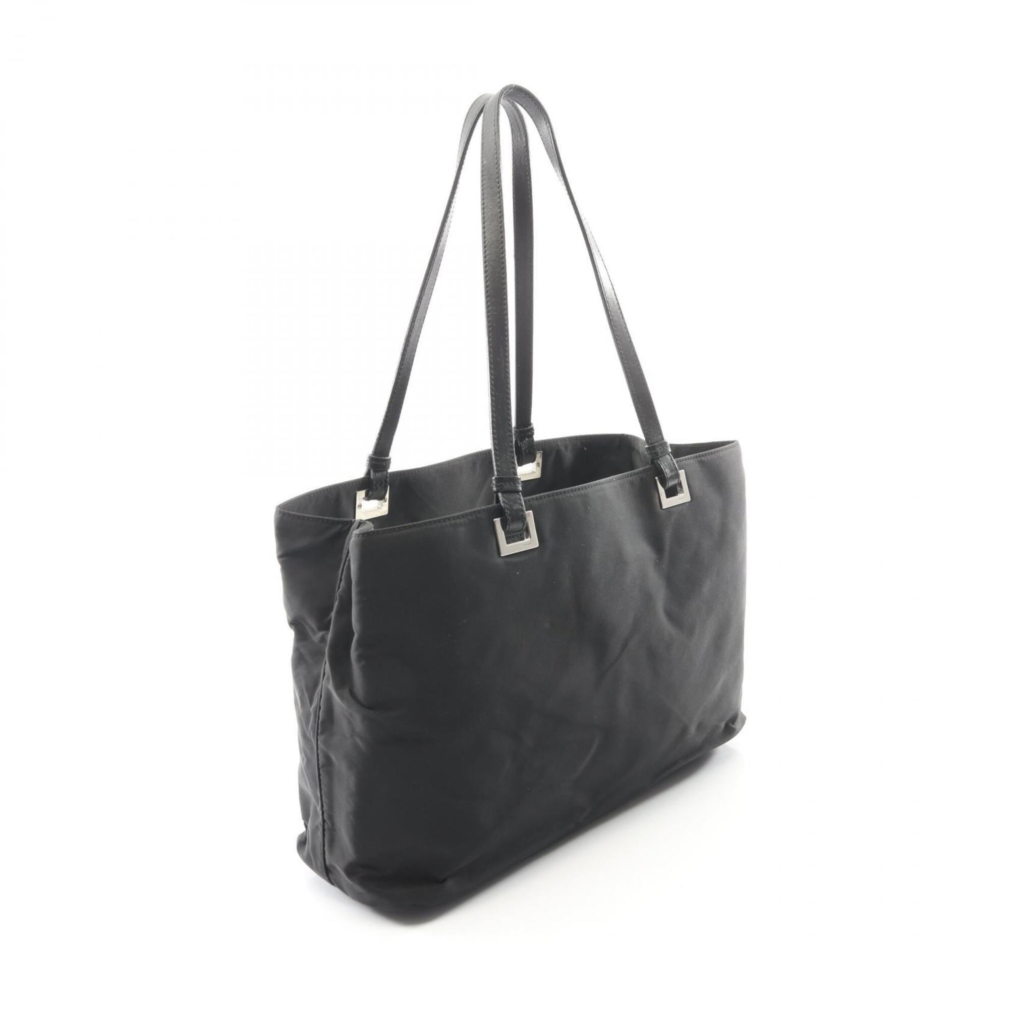 Prada Black Nylon Leather Handbag Tote Bag (Pre-Owned)
