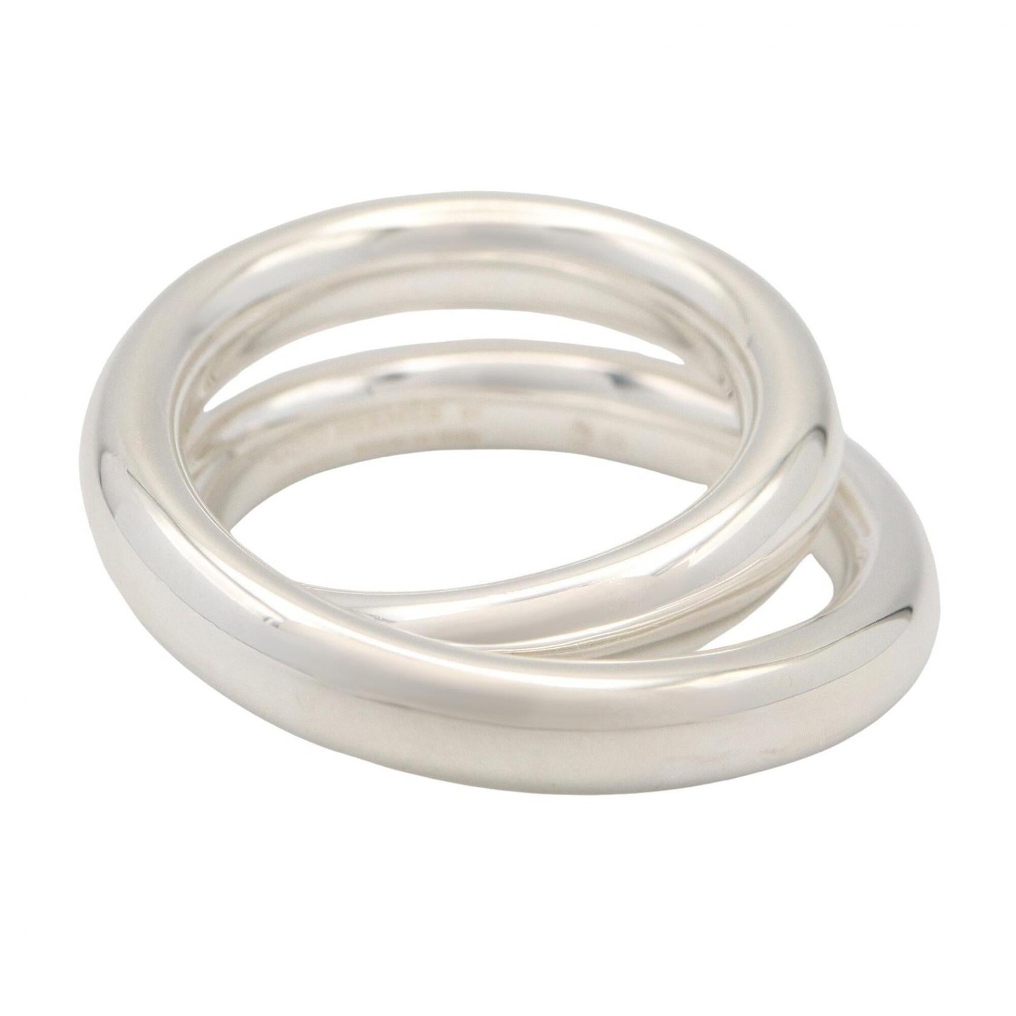 Hermes Silver Silver 925 Band Ring (Pre-Owned)