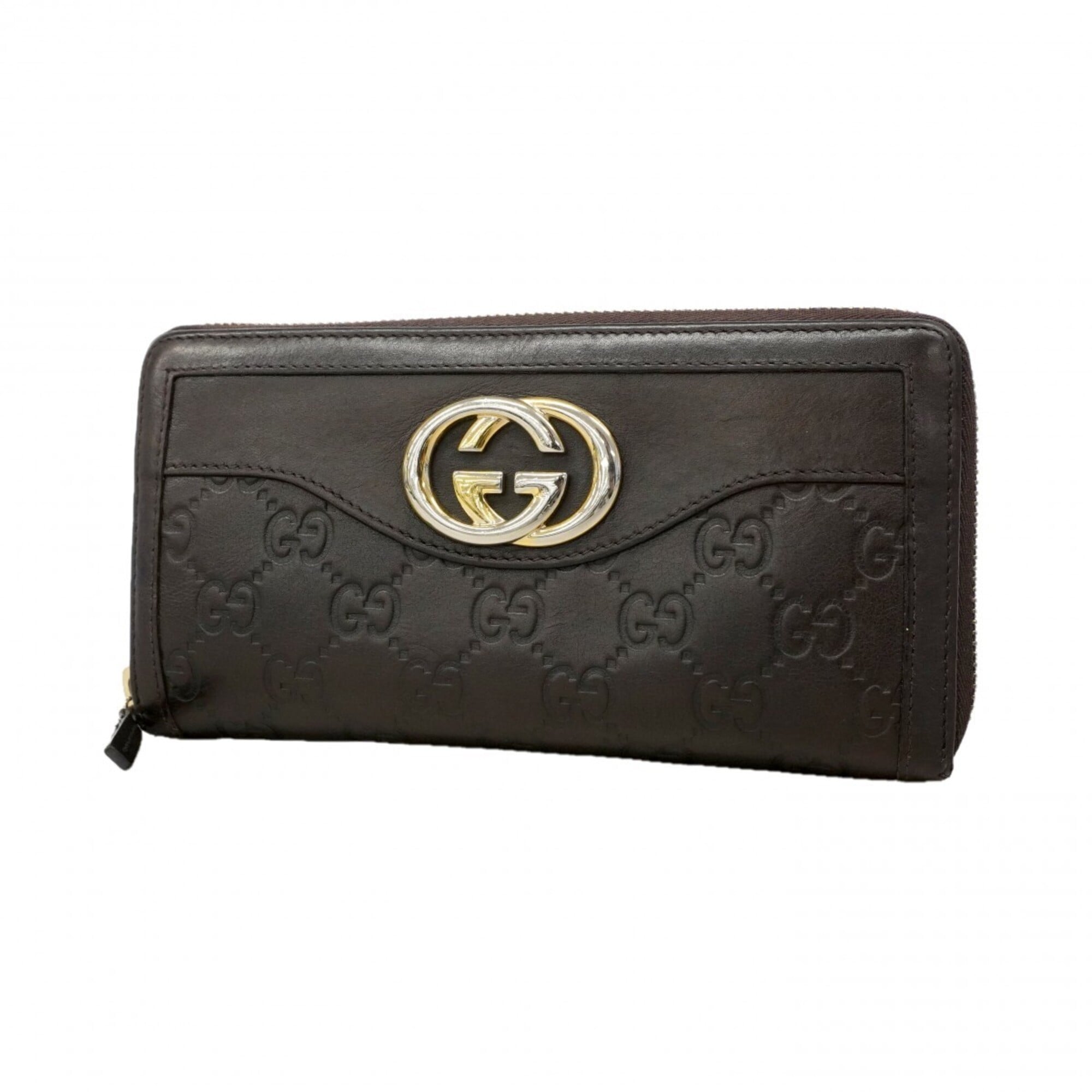 Gucci Dark Brown Leather Long Wallet (Bi-Fold) (Pre-Owned)