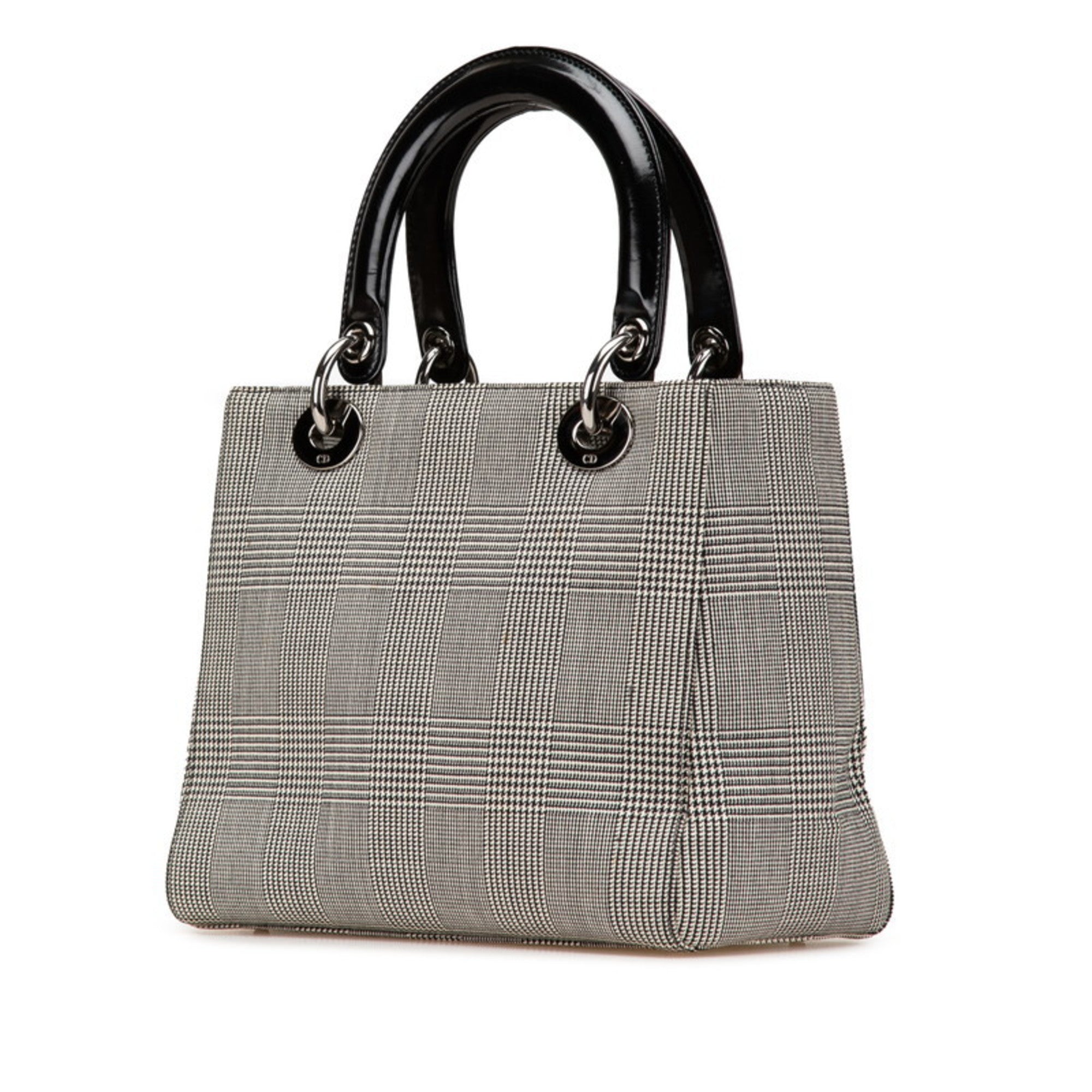 Christian Dior Black White Canvas Leather Handbag (Pre-Owned)