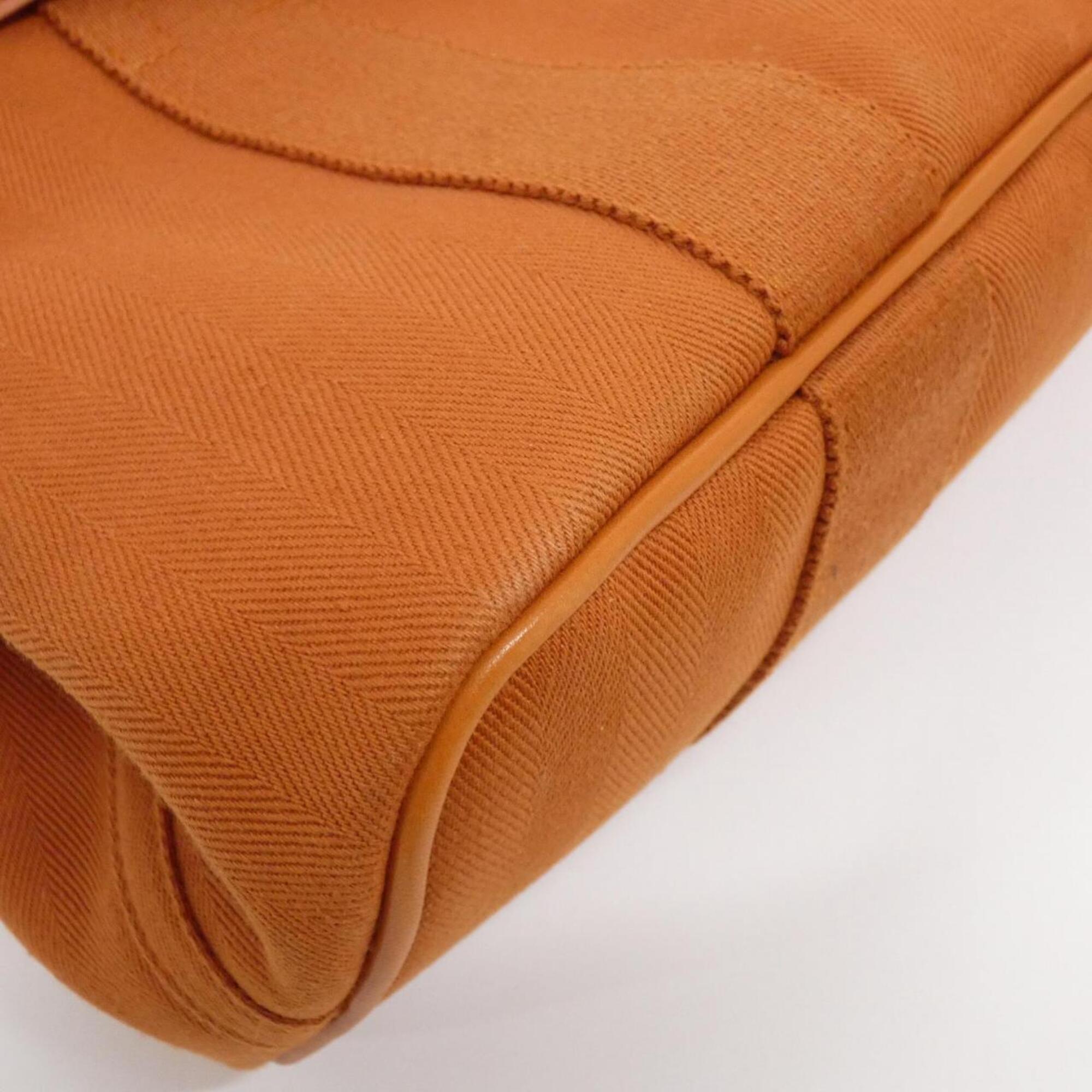 Hermes Brique Toile Chevron Handbag (Pre-Owned)