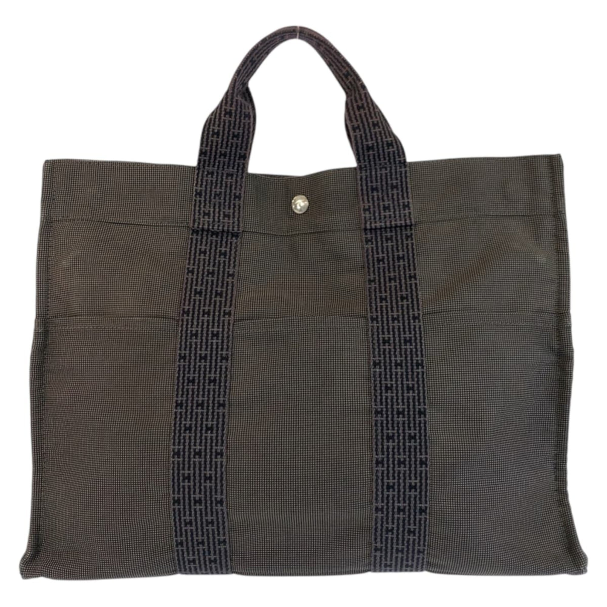 Hermes Gray Polyamide Polyester Handbag Tote Bag (Pre-Owned)