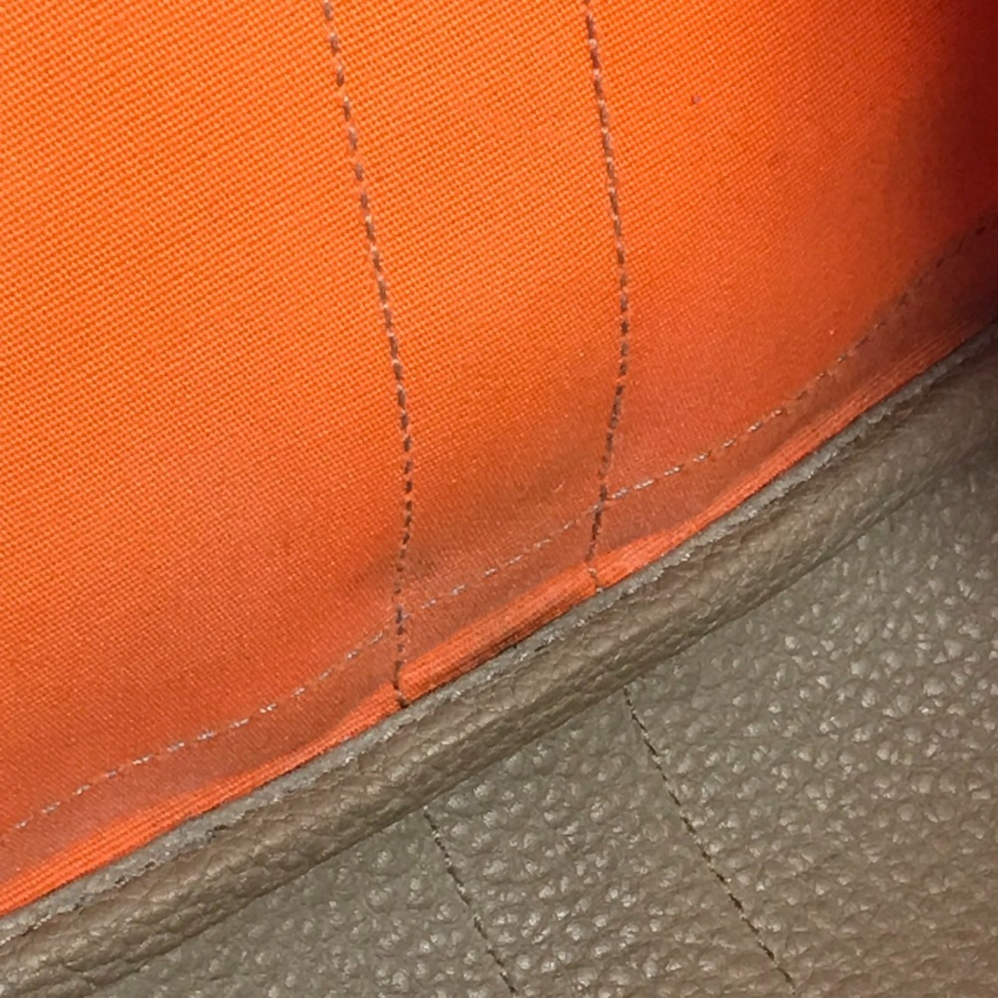 Hermes Garden Brown Orange Toile Officier Negonda Leather Handbag Tote Bag (Pre-Owned)