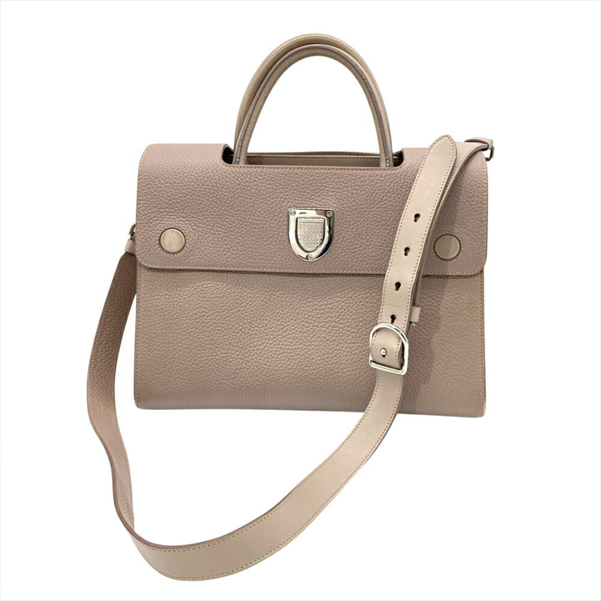 Christian Dior Grayish Leather Shoulder Bag (Pre-Owned)