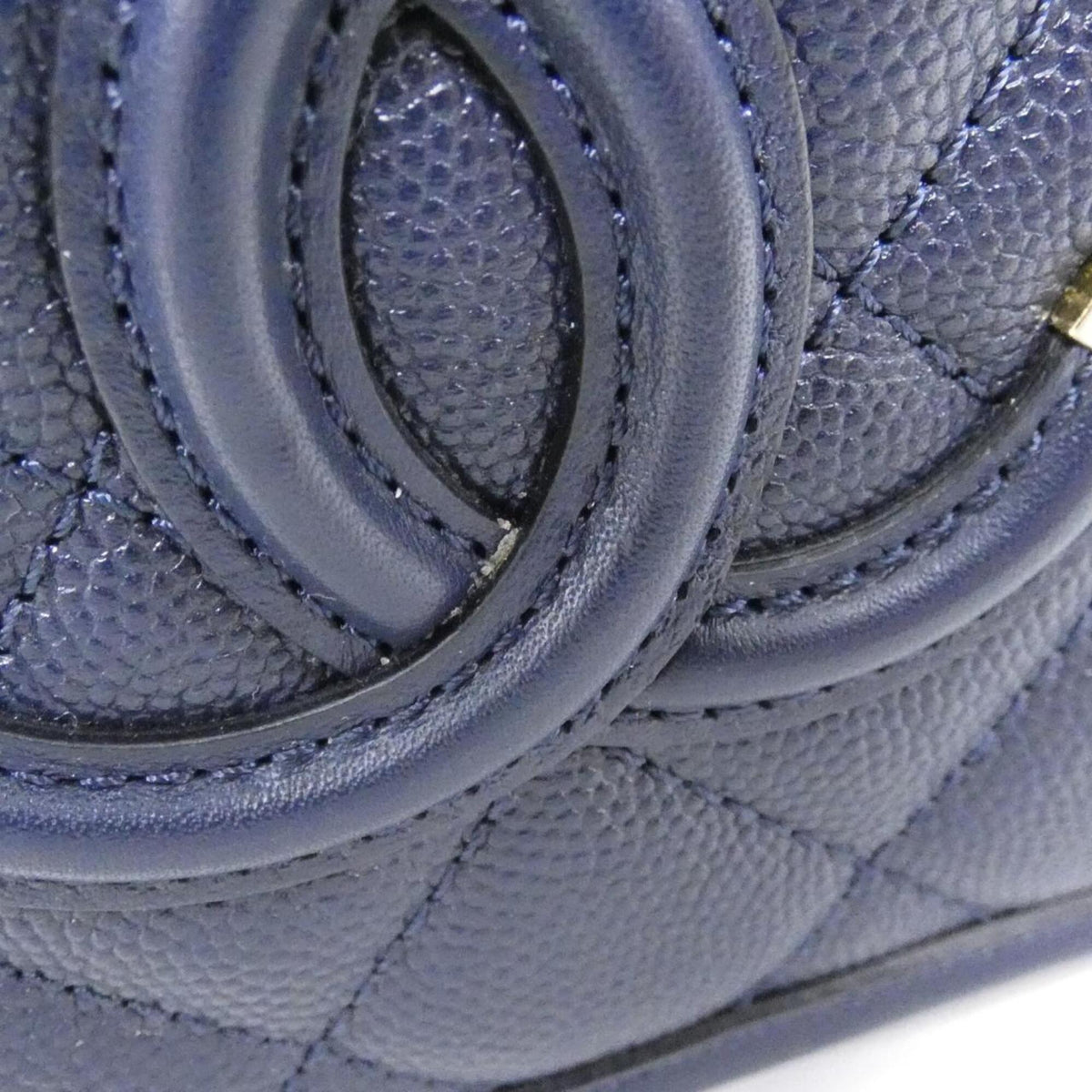 Chanel Navy Grained Calfskin Handbag (Pre-Owned)