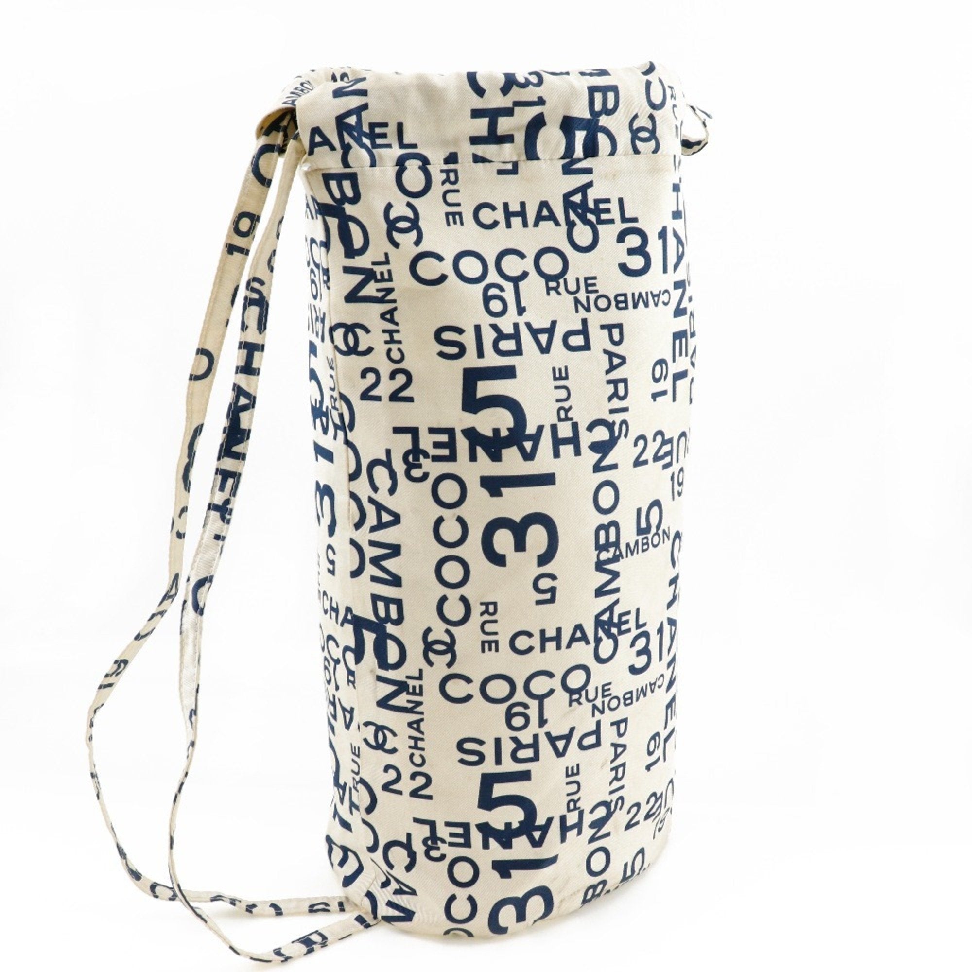 Chanel White Cotton Beach Bag Shoulder Bag (Pre-Owned)
