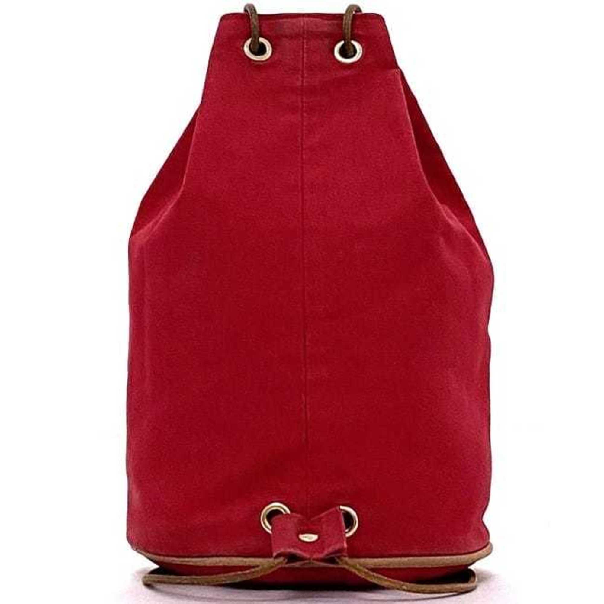 Hermes Red Color Cotton Canvas Leather Backpack (Pre-Owned)