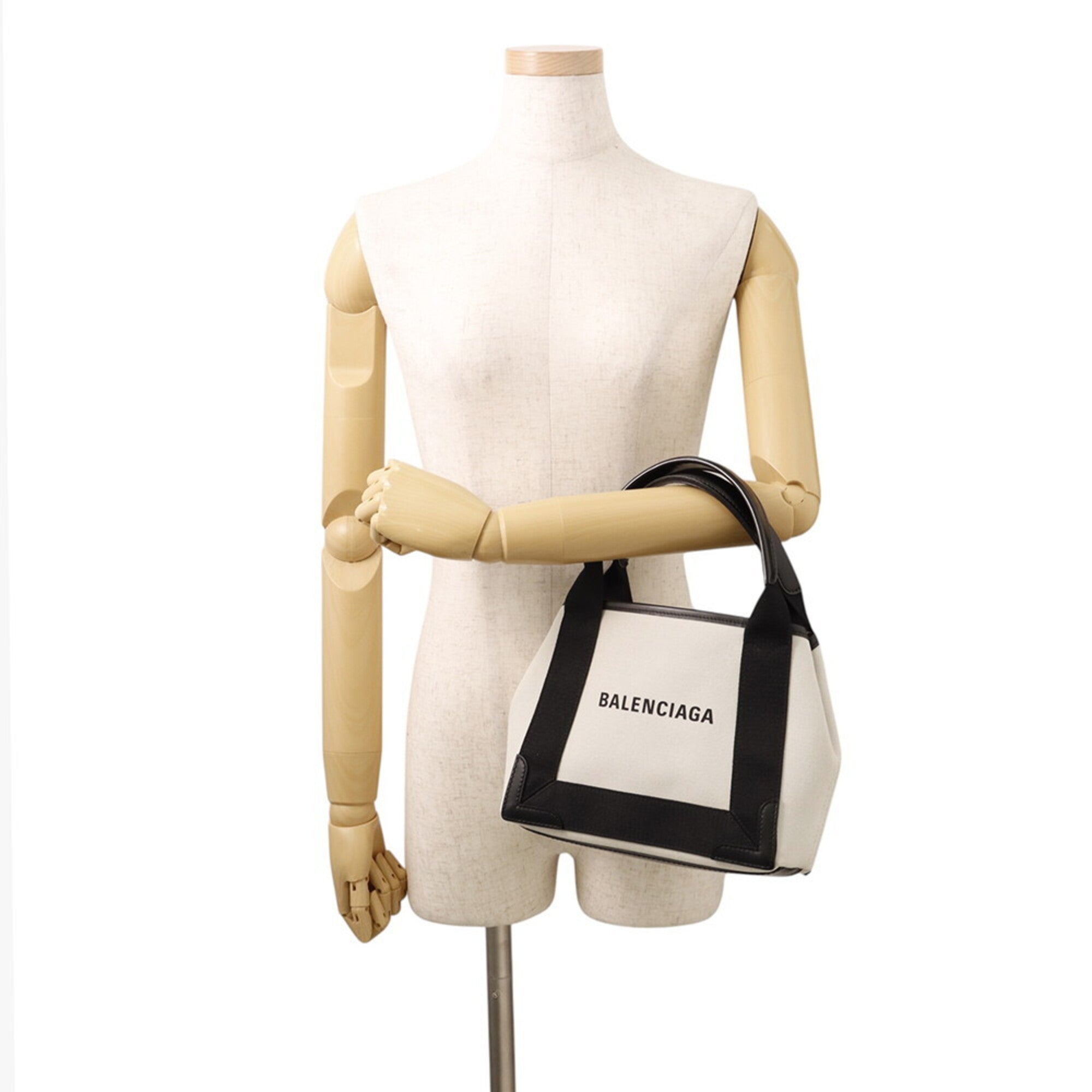 Balenciaga Black White Canvas Leather Handbag (Pre-Owned)