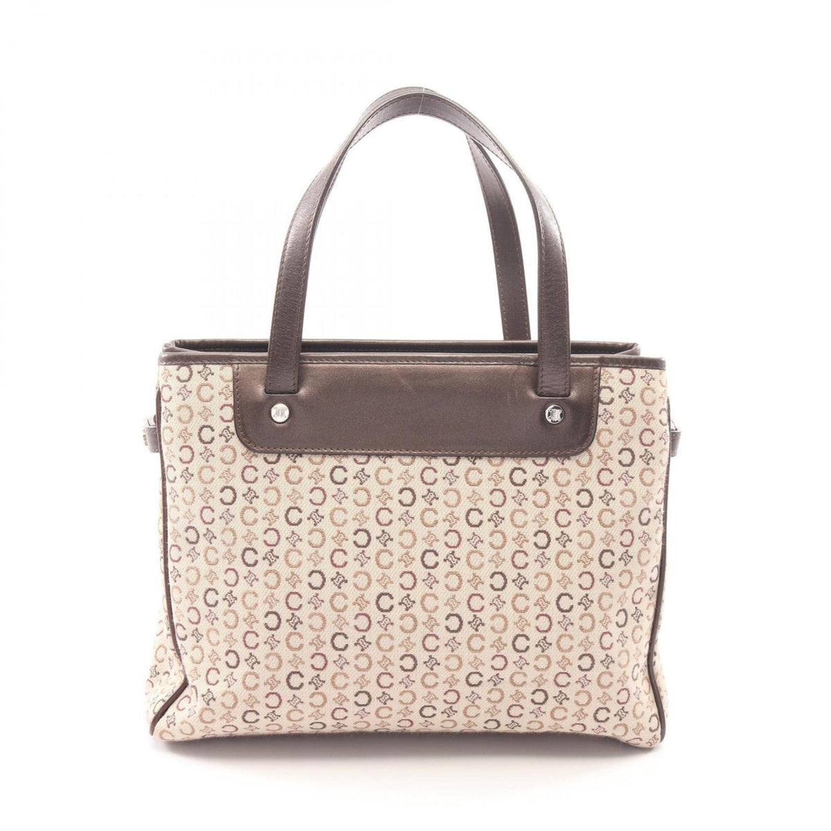 Celine Beige Brown Canvas Leather Handbag (Pre-Owned)
