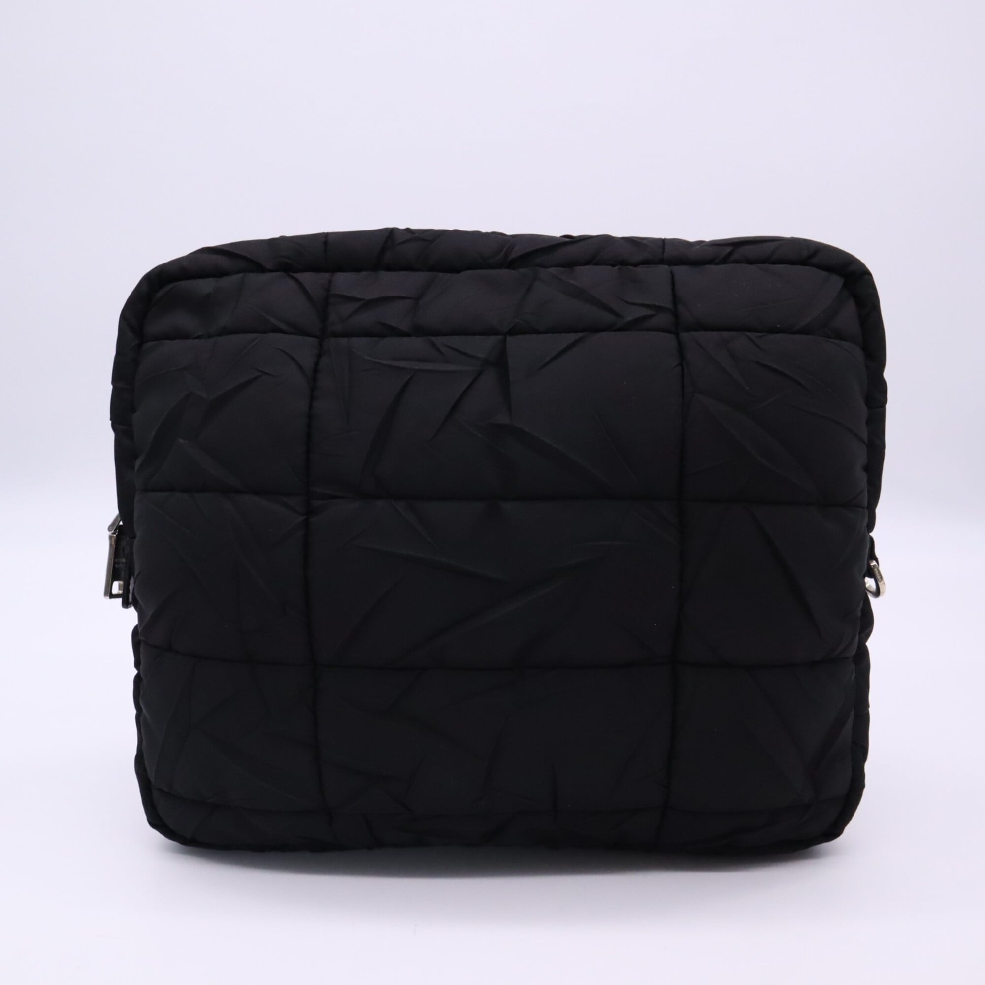Prada Saffiano Black Nero Nylon Saffiano Clutch Bag Shoulder Bag (Pre-Owned)