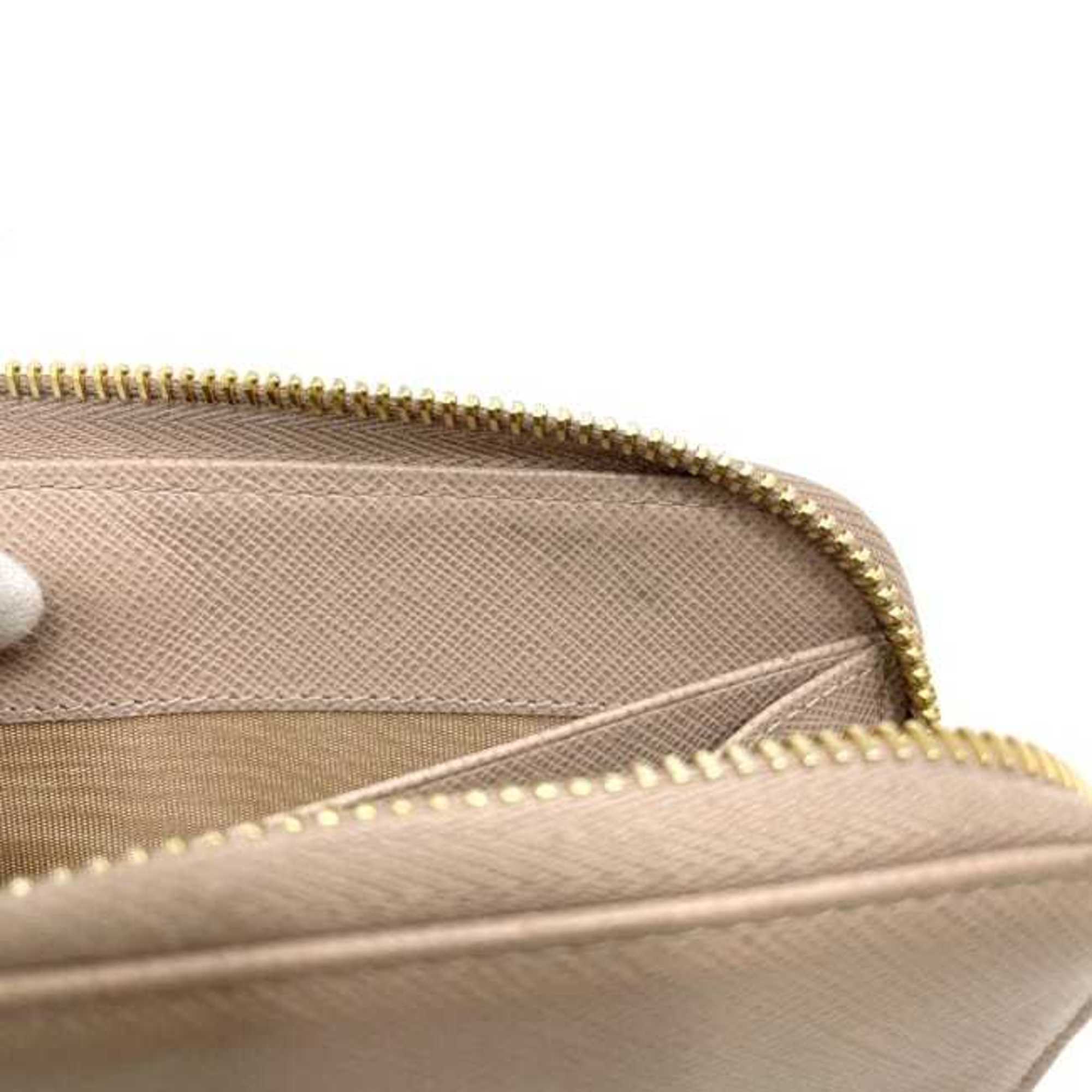 Prada Beige Leather Long Wallet (Bi-Fold) (Pre-Owned)
