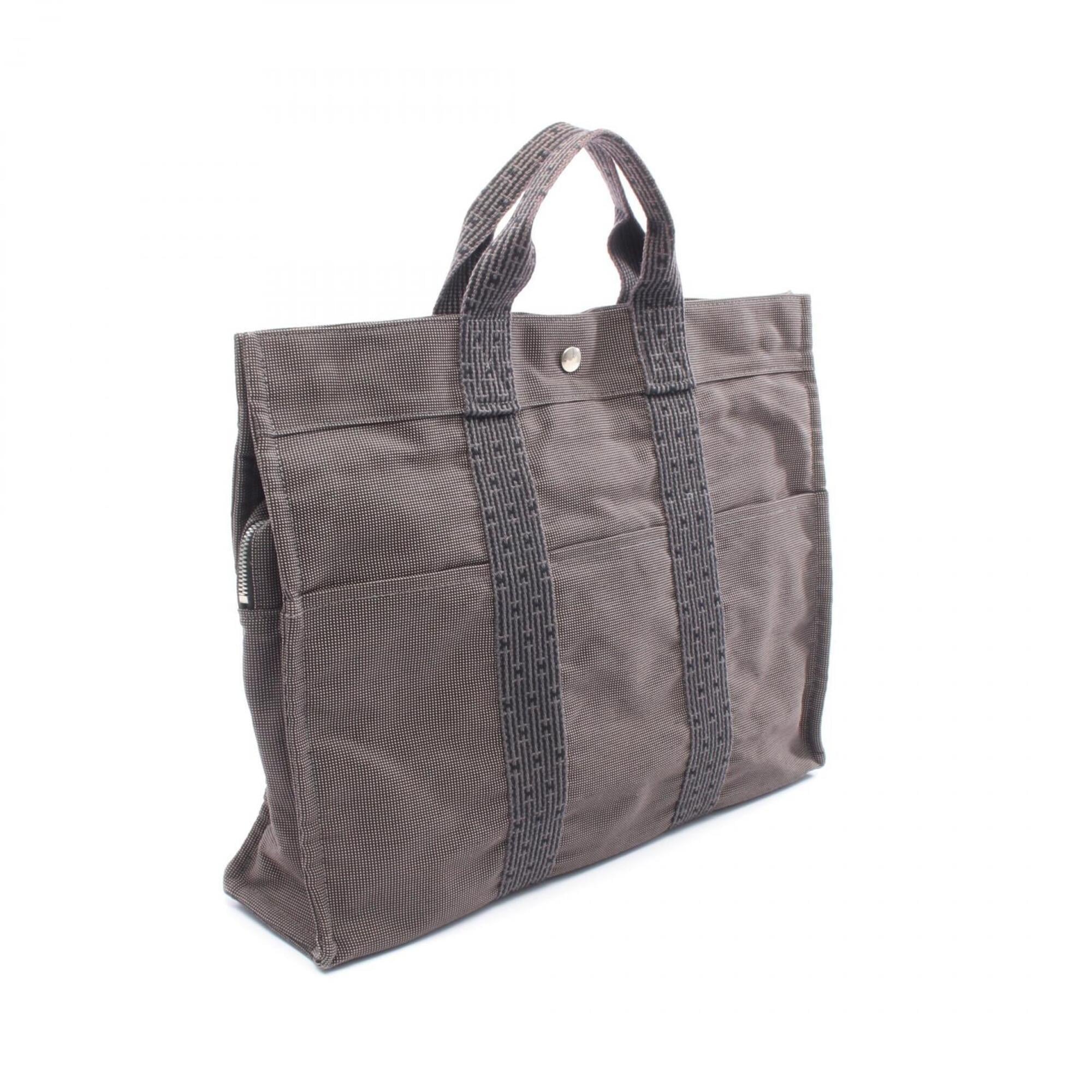 Hermes Gray Canvas Handbag Tote Bag (Pre-Owned)