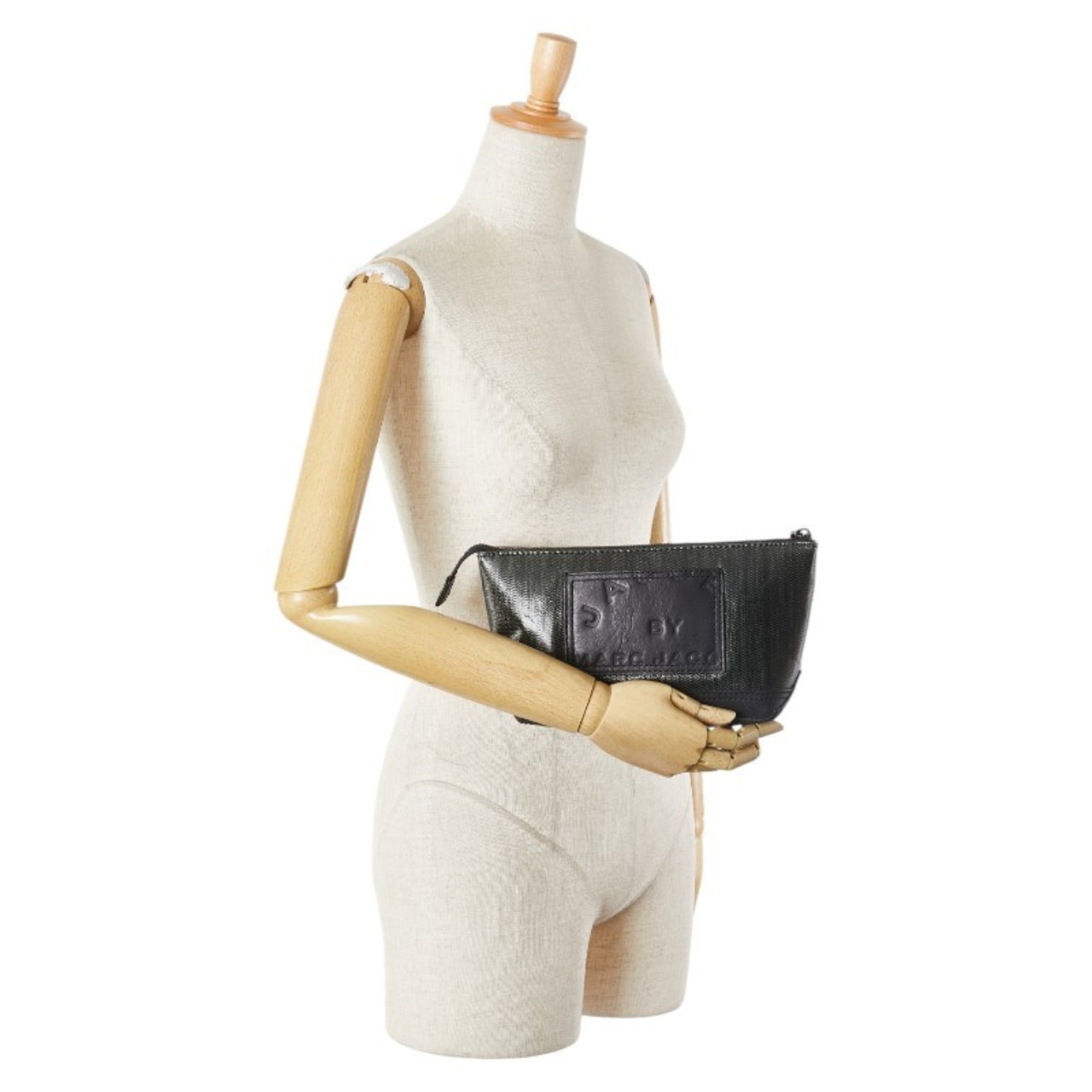 Marc Jacobs Black Khaki Pvc Leather Pouch (Pre-Owned)