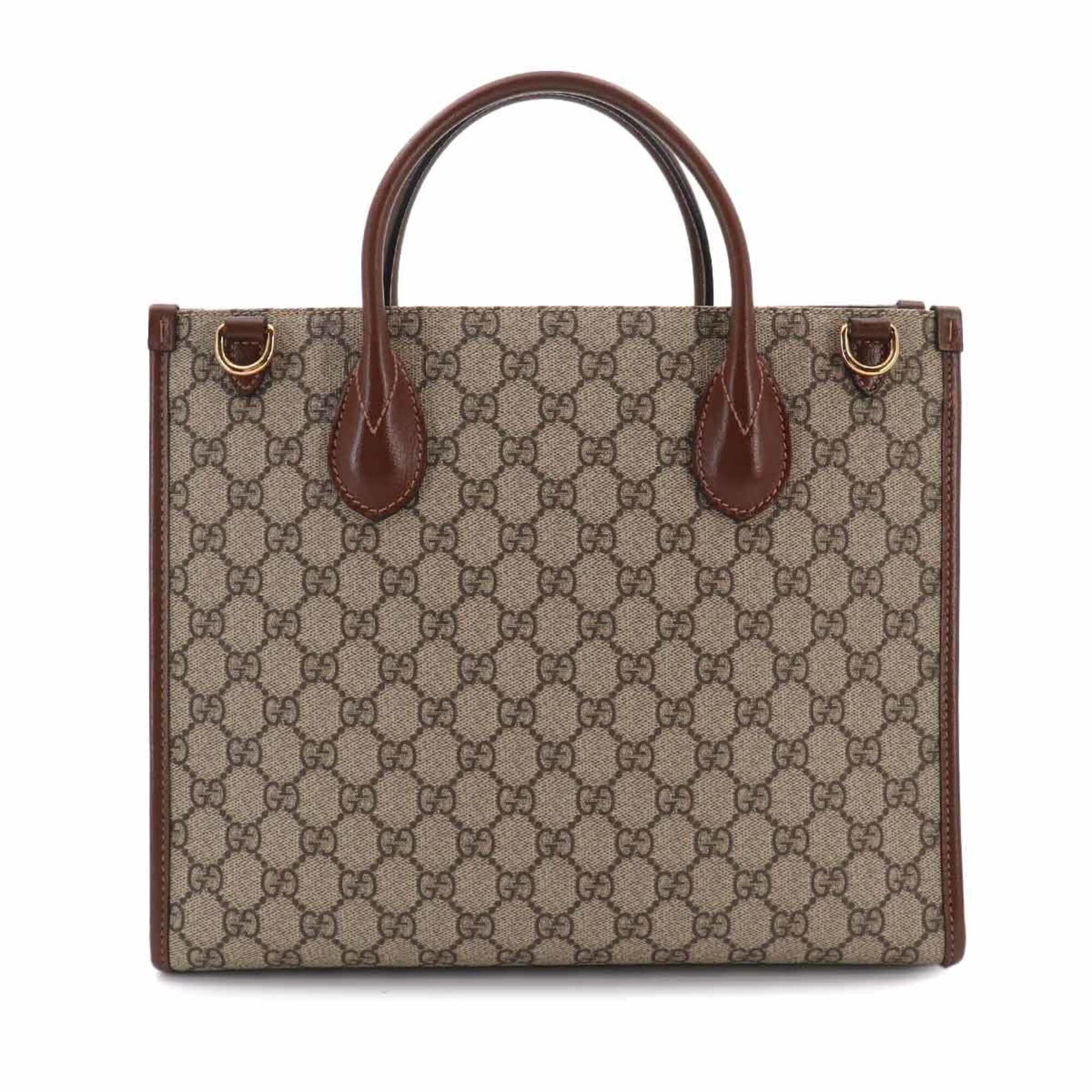 Gucci Beige Brown Gg Supreme Leather Handbag Tote Bag (Pre-Owned)
