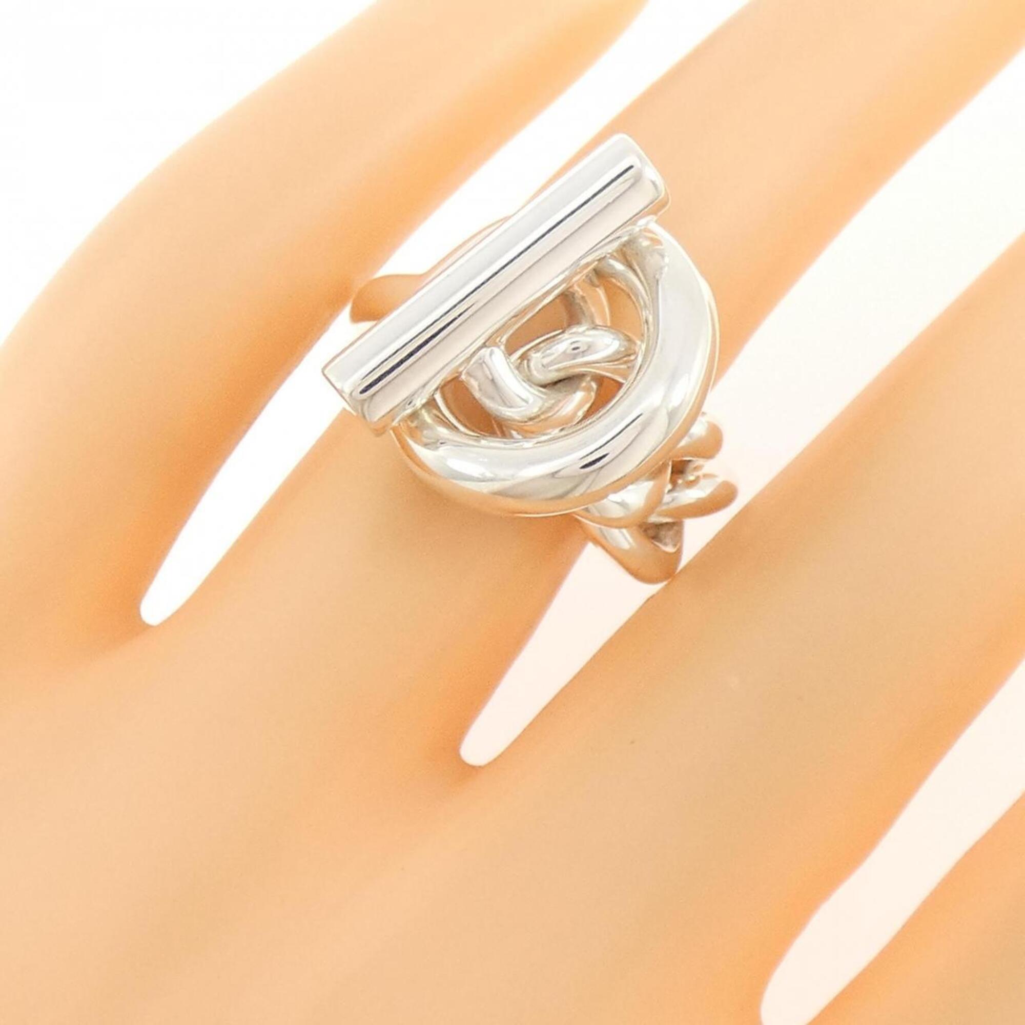 Hermes Silver Silver 925 Band Ring (Pre-Owned)