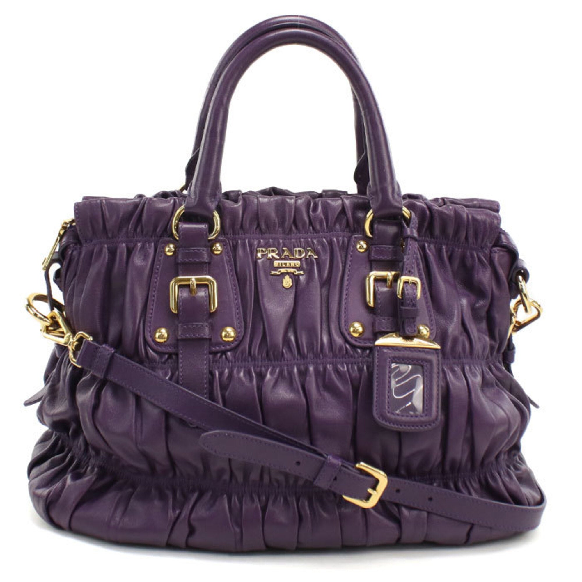 Prada Purple Leather Handbag Tote Bag (Pre-Owned)