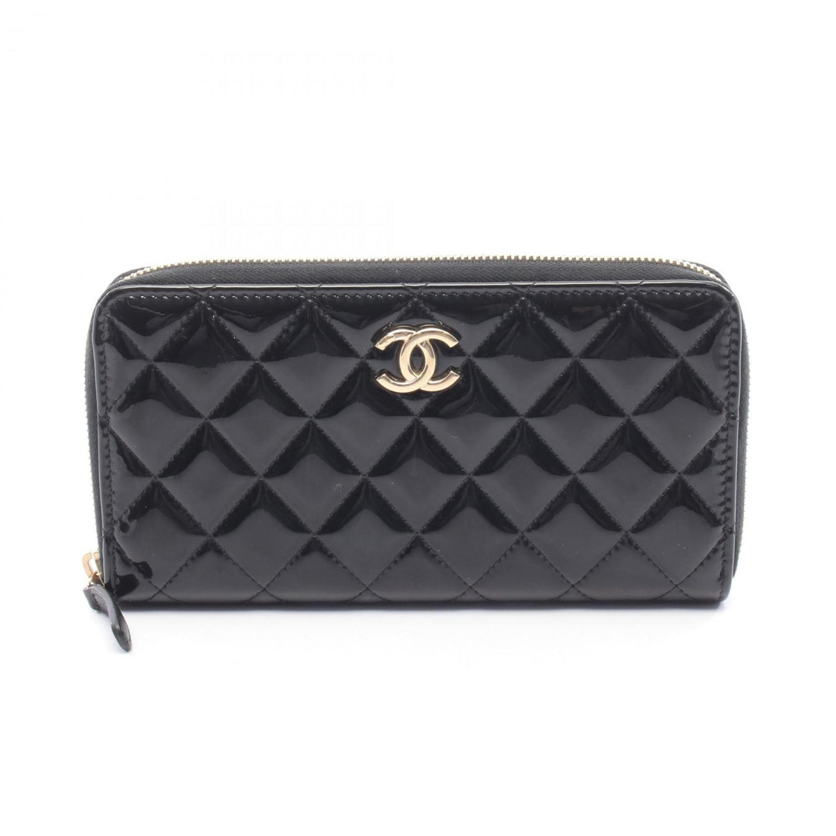 Chanel Black Patent Leather Long Wallet (Bi-Fold) (Pre-Owned)