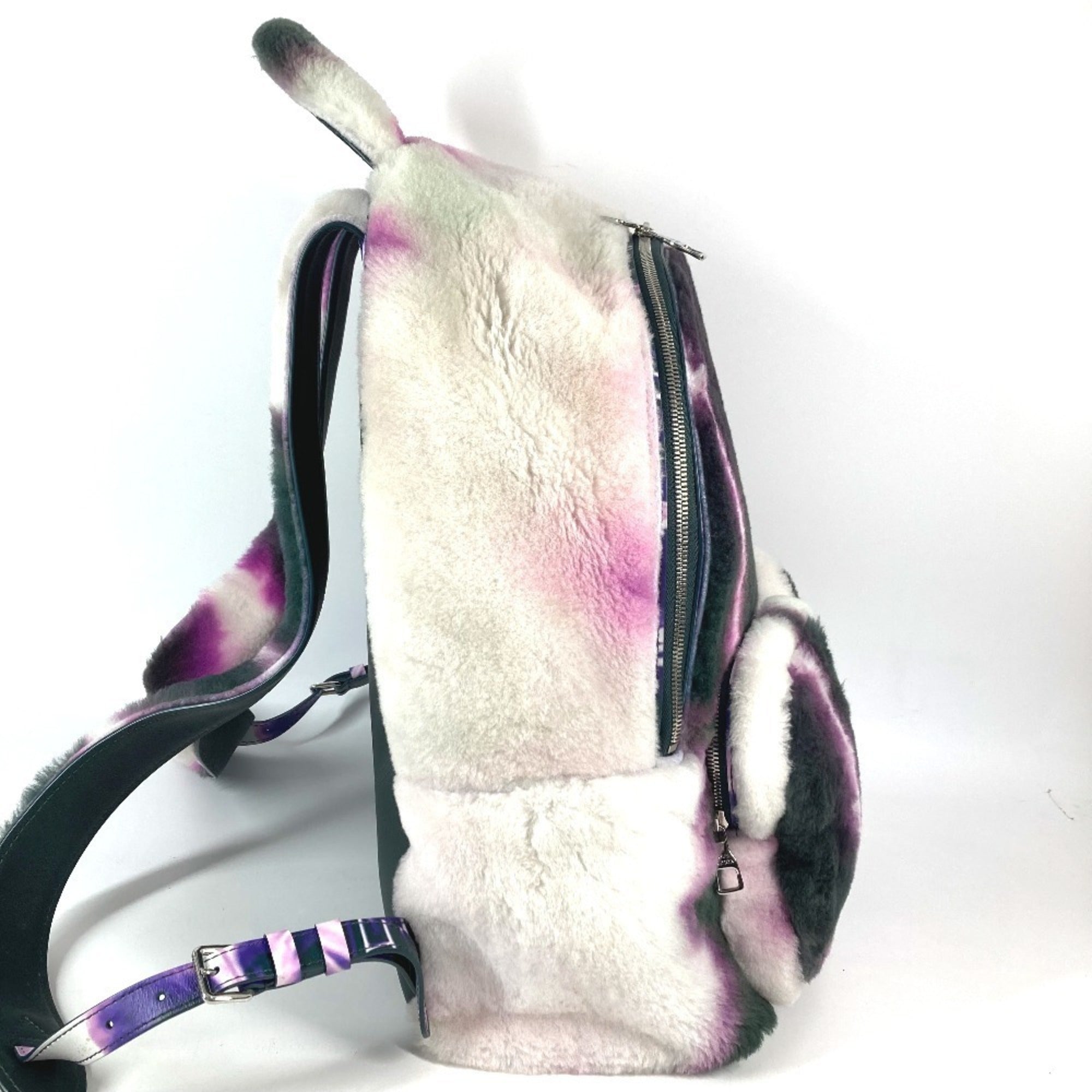 Louis Vuitton Black Purple White Fur Leather Backpack (Pre-Owned)